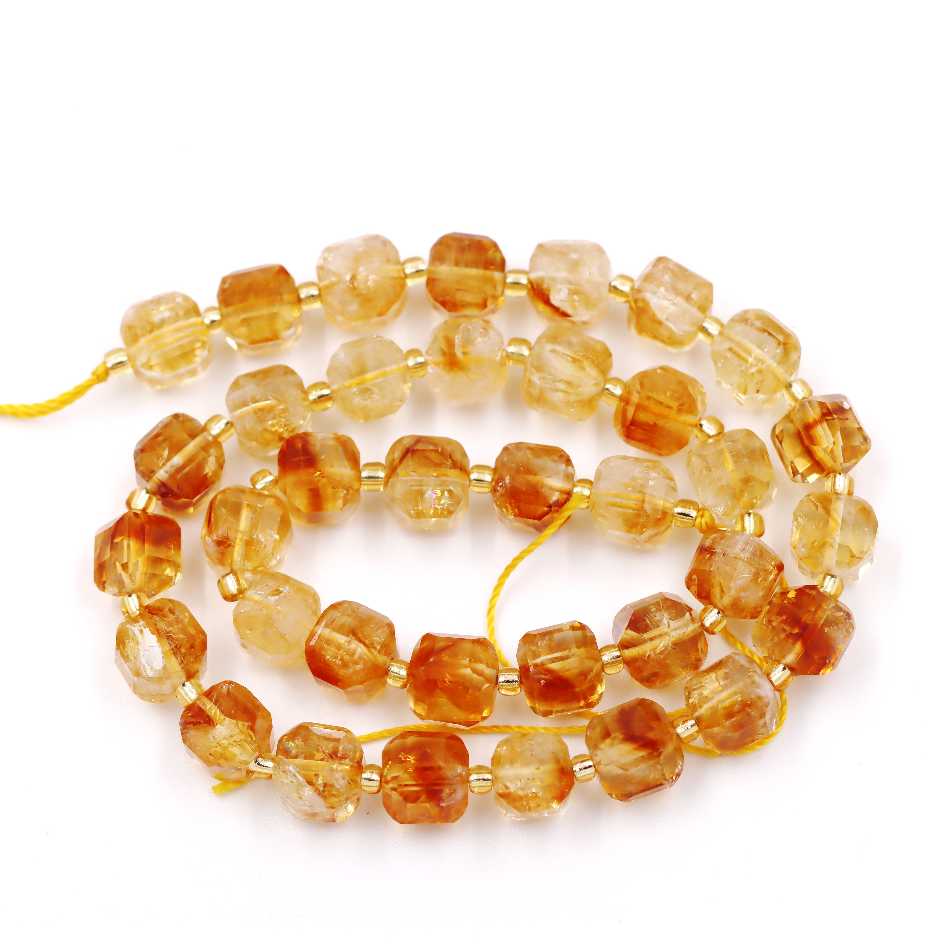Malahill faceted cube stone beads for jewelry making, sold per bag 5 strands inside, Citrine beads