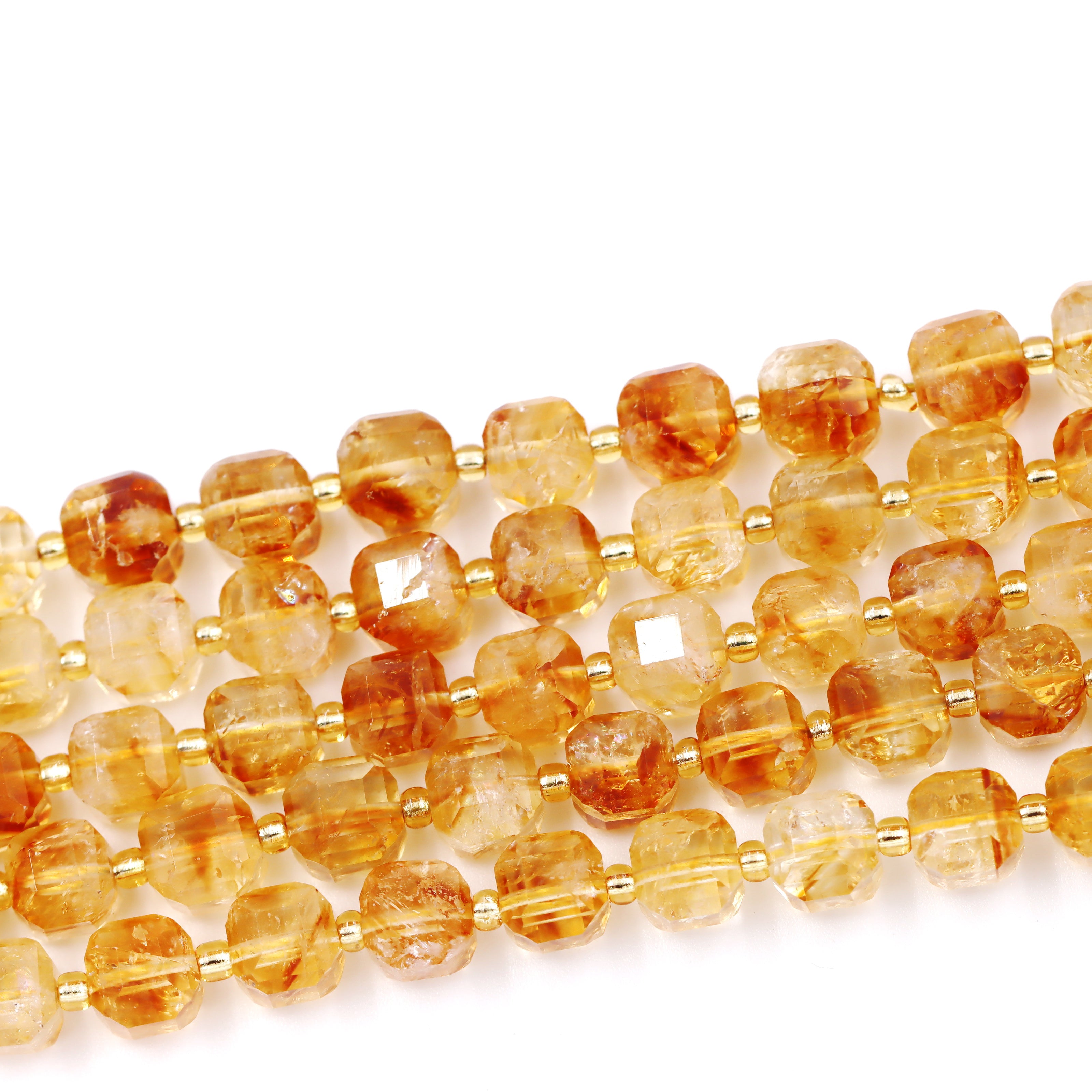 Malahill faceted cube stone beads for jewelry making, sold per bag 5 strands inside, Citrine beads