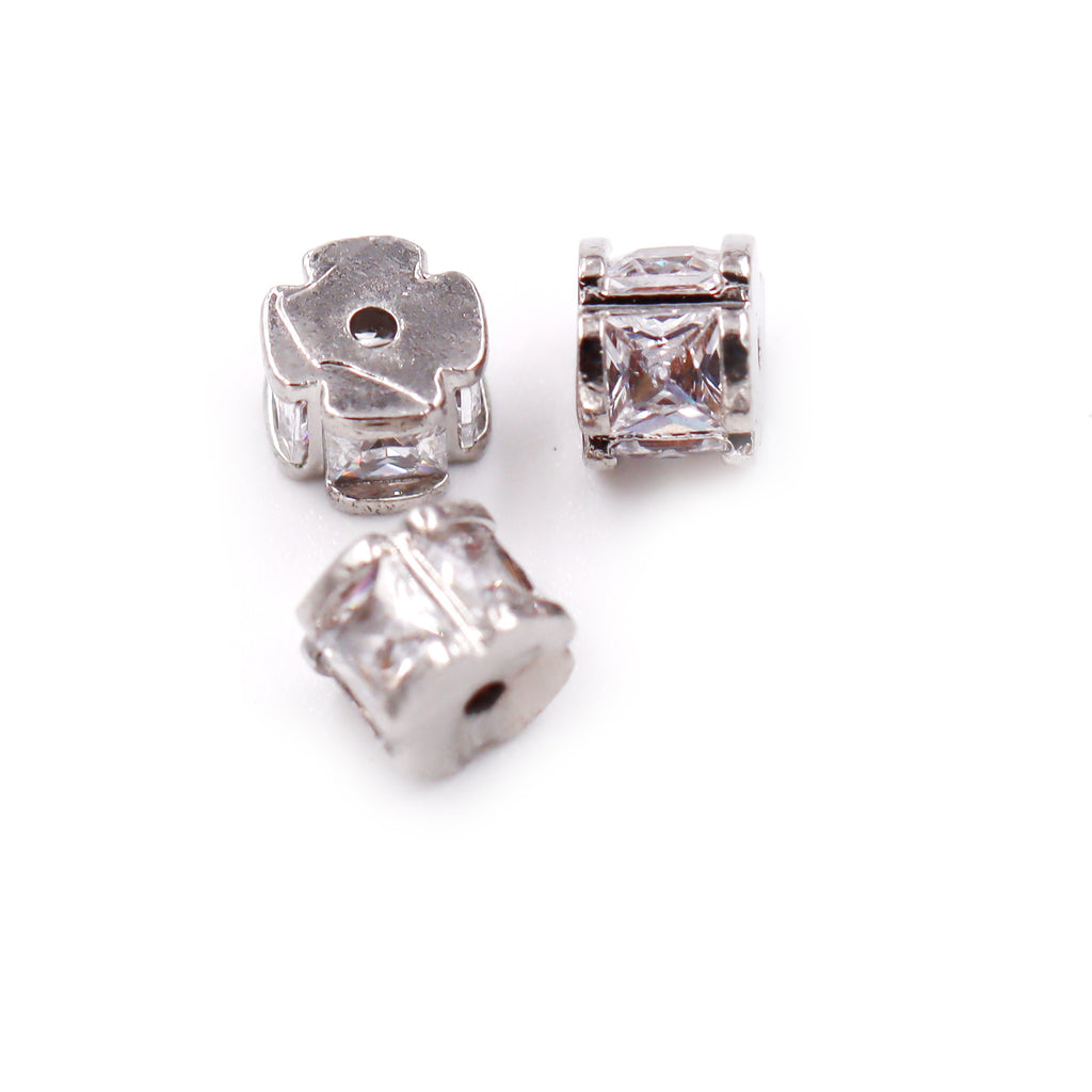 Malahill excellent quality cubic zirconia paved brass spacer beads, sold per box 30 pieces inside