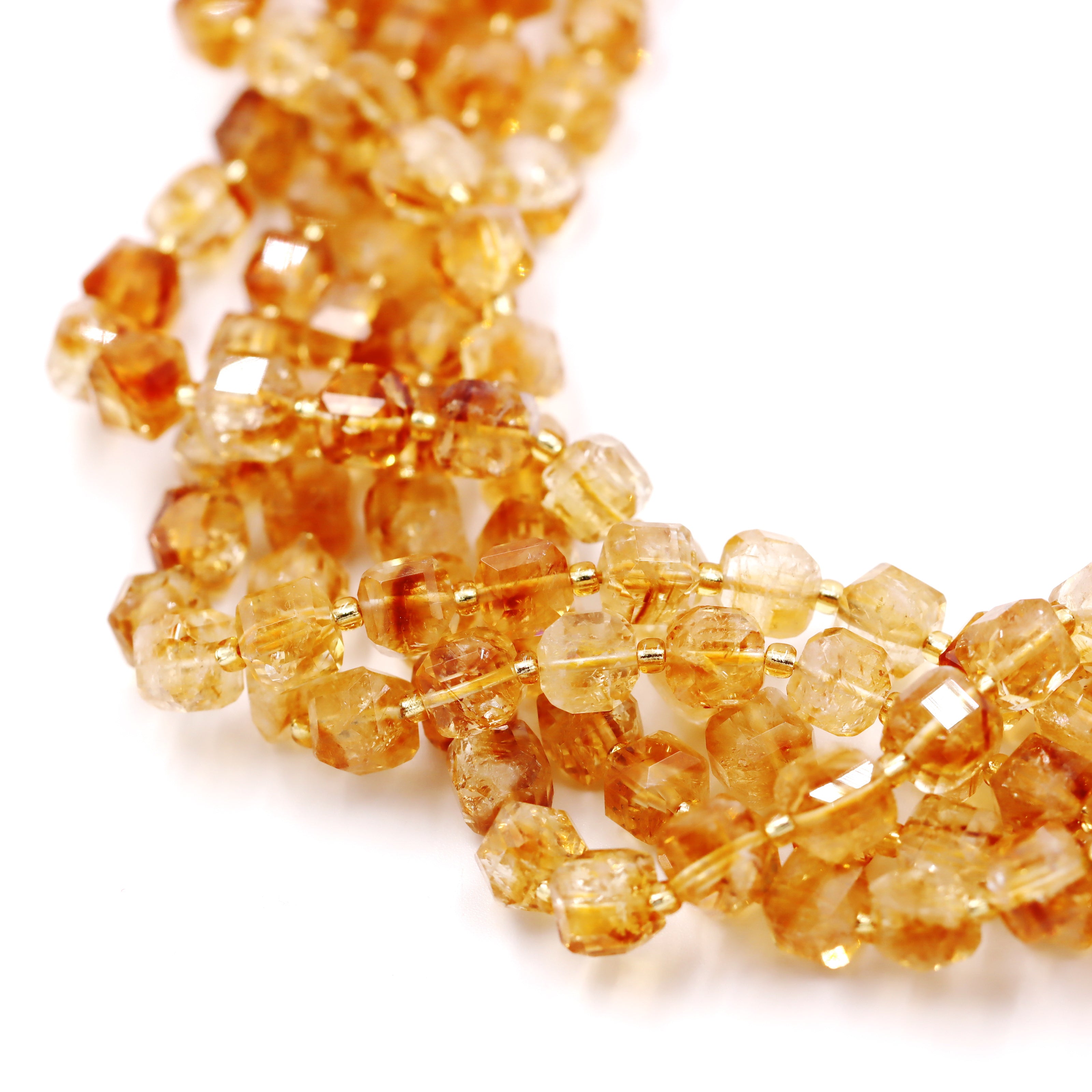 Malahill faceted cube stone beads for jewelry making, sold per bag 5 strands inside, Citrine beads