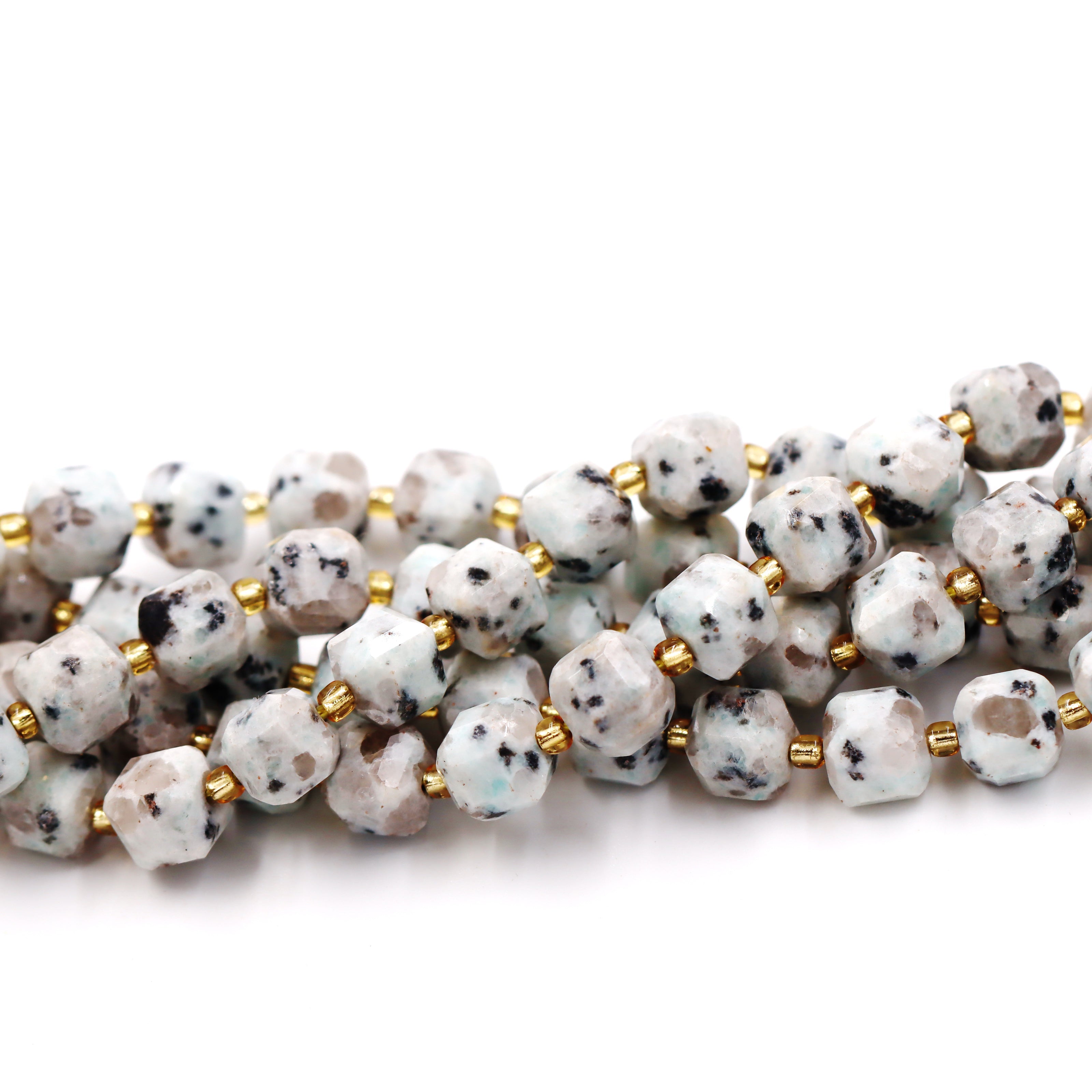 Malahill faceted cube stone beads for jewelry making, sold per bag 5 strands inside, Lotus Jasper beads