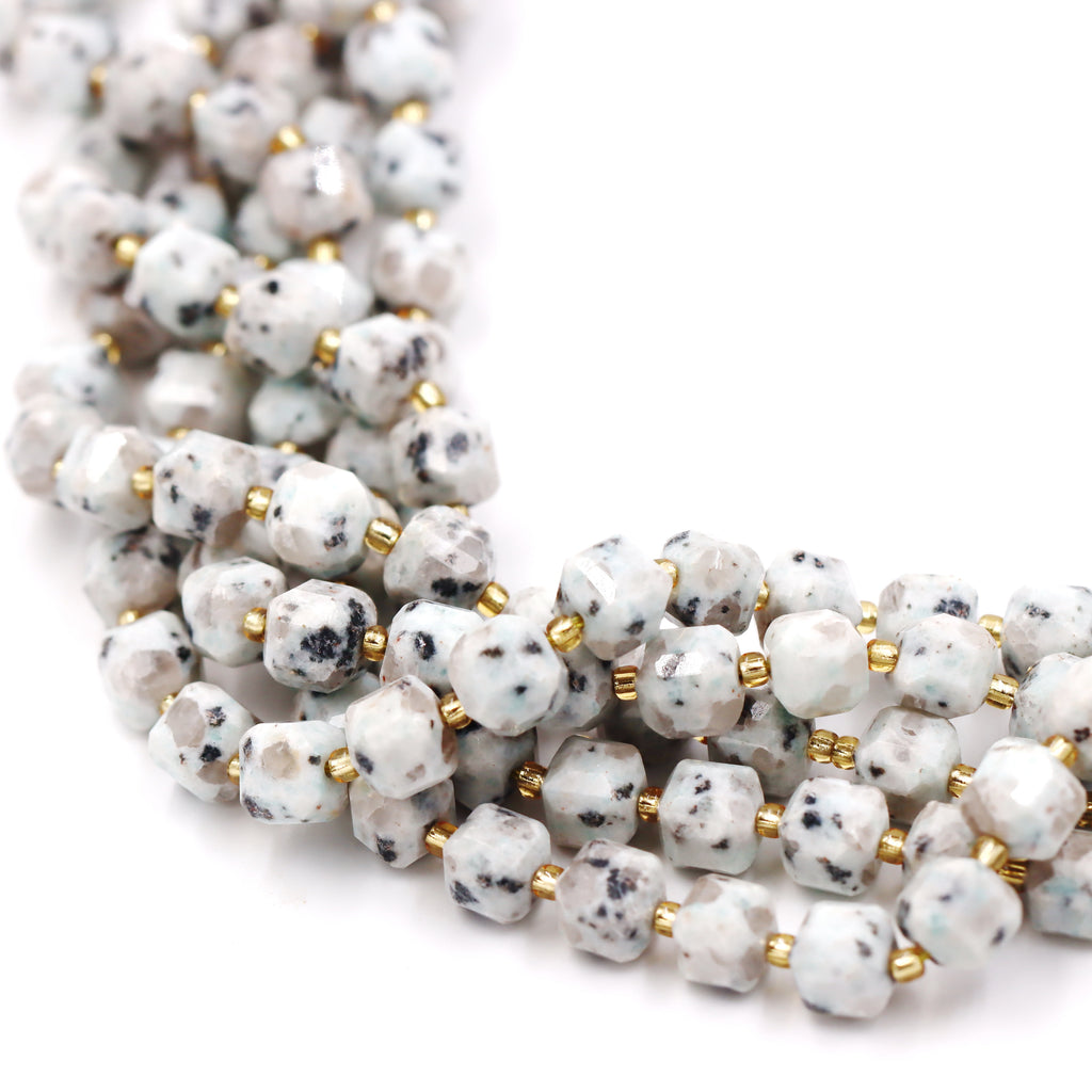 Malahill faceted cube stone beads for jewelry making, sold per bag 5 strands inside, Lotus Jasper beads