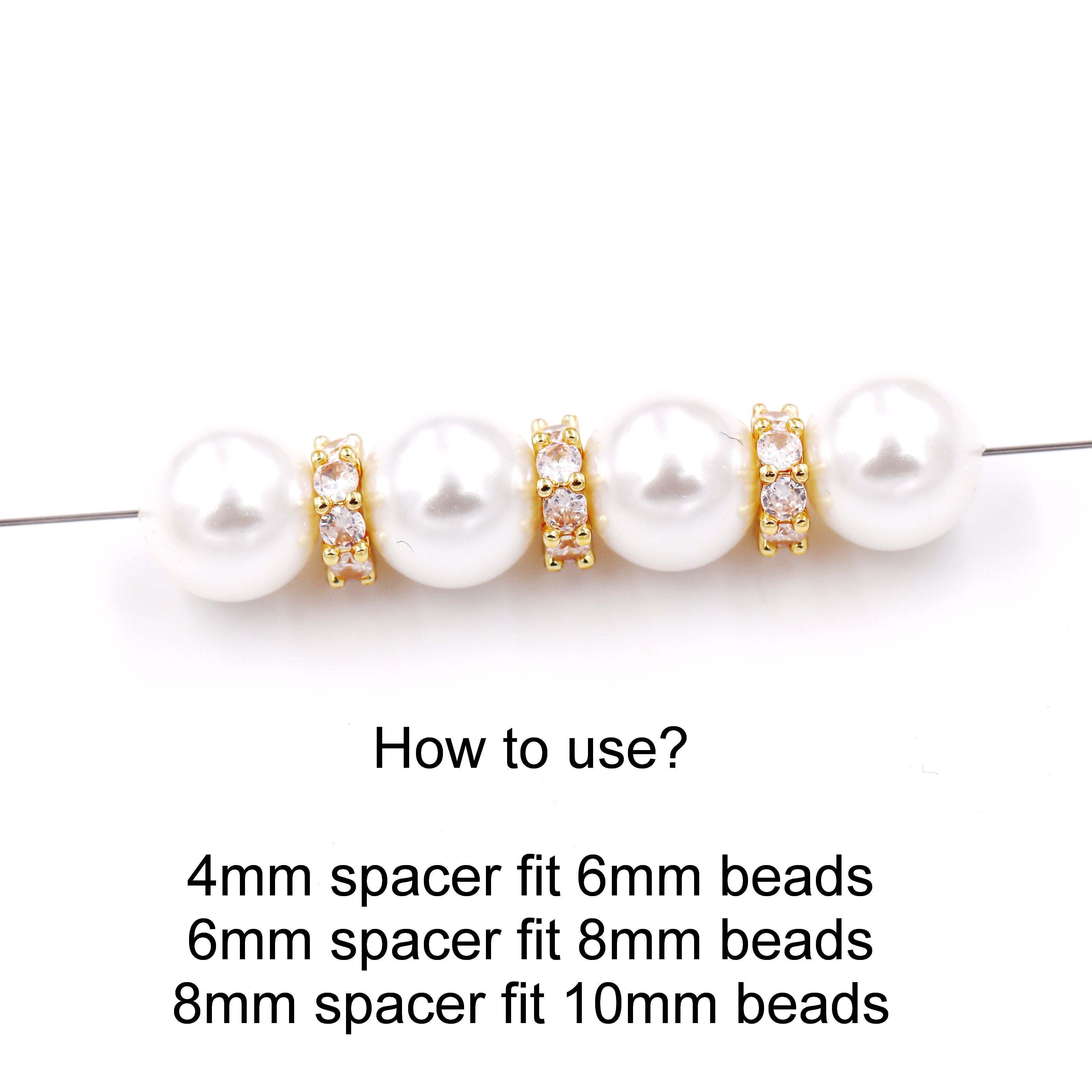 Malahill excellent quality cubic zirconia paved brass spacer beads, sold per box 30 pieces inside