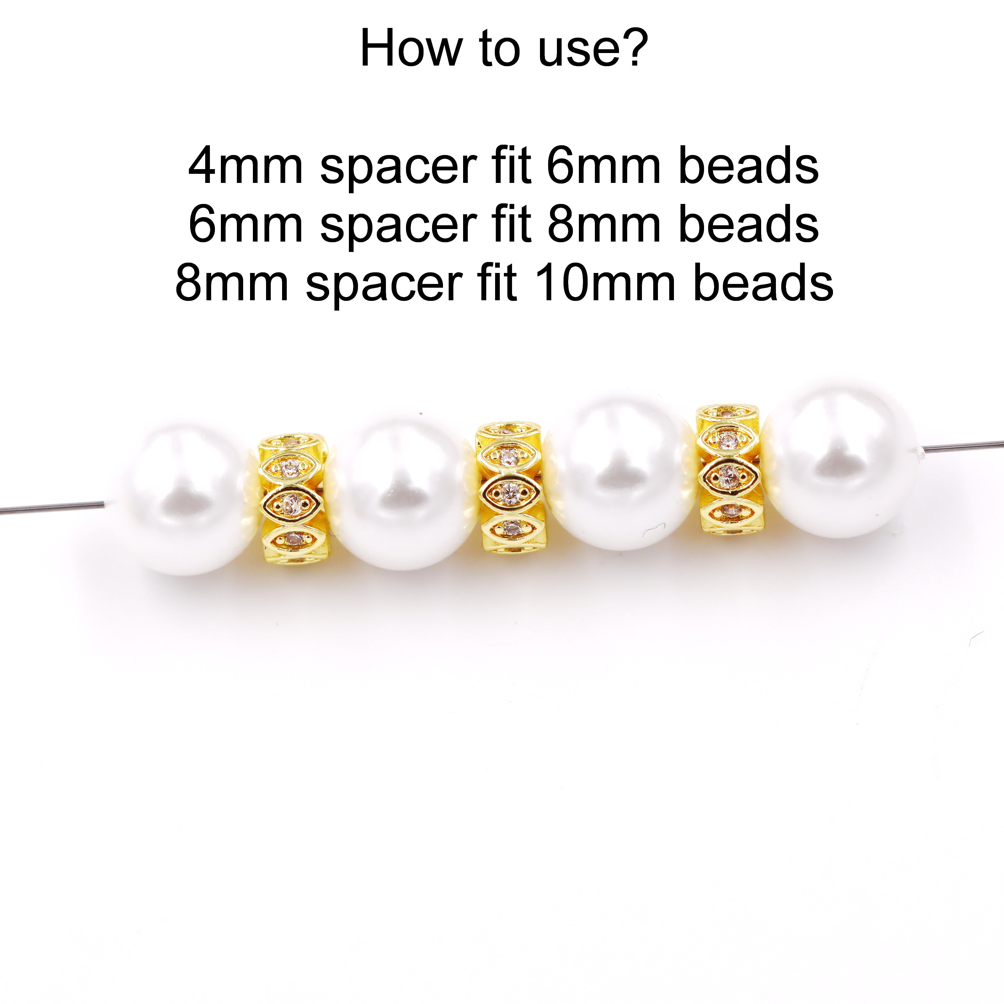 Malahill excellent quality cubic zirconia paved brass spacer beads, sold per box 30 pieces inside