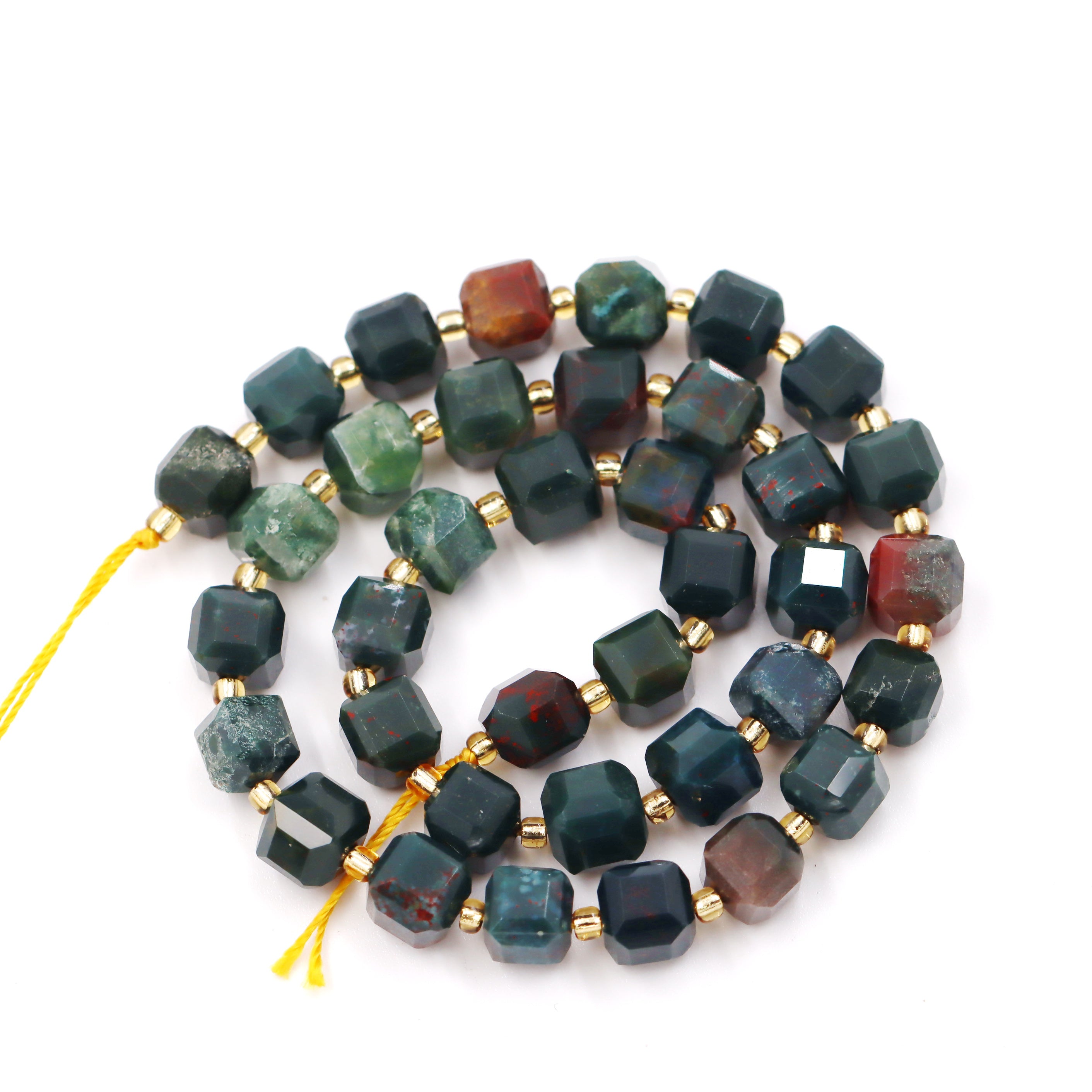 Malahill faceted cube stone beads for jewelry making, sold per bag 5 strands inside, Bloodstone beads