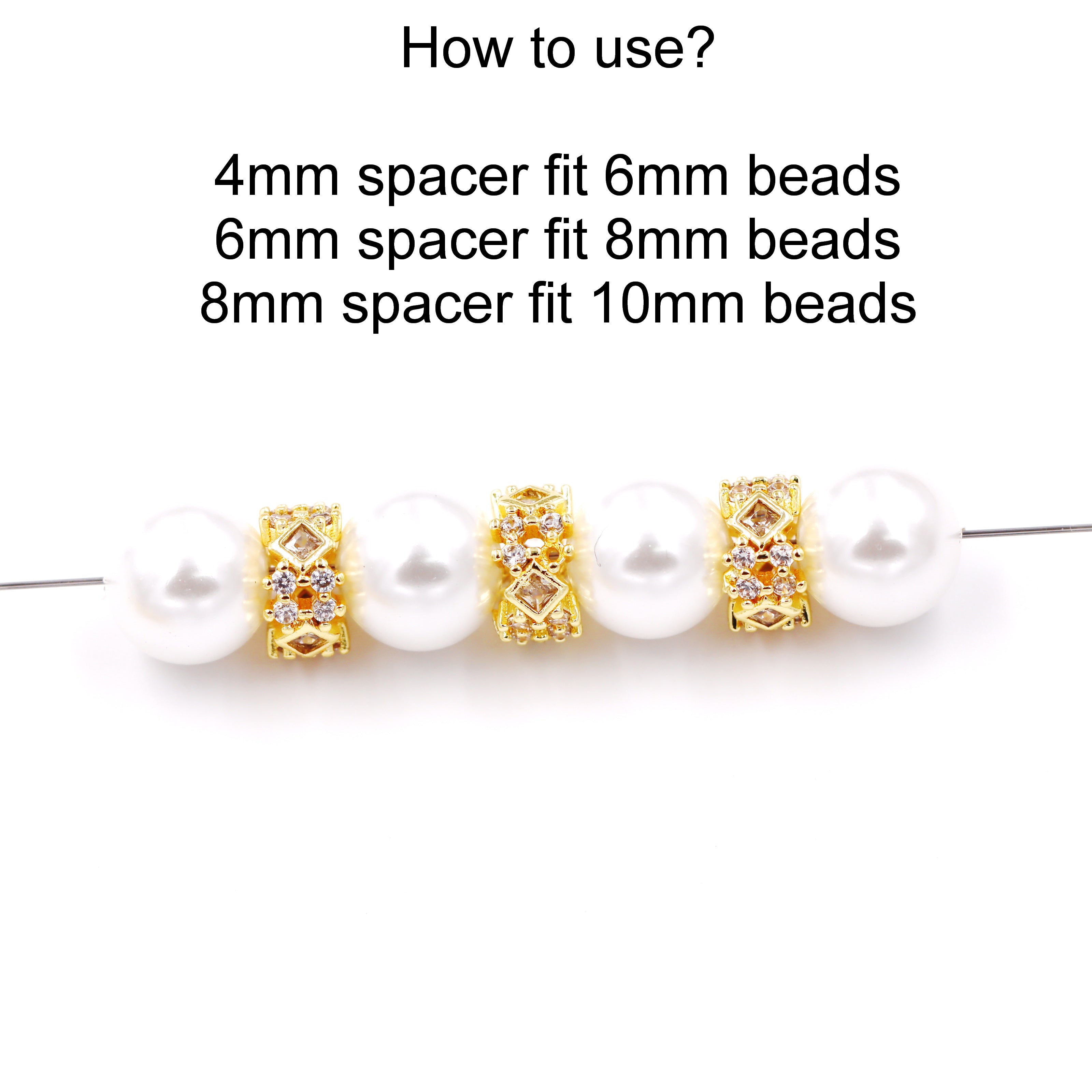 Malahill excellent quality cubic zirconia paved brass spacer beads, sold per box 30 pieces inside