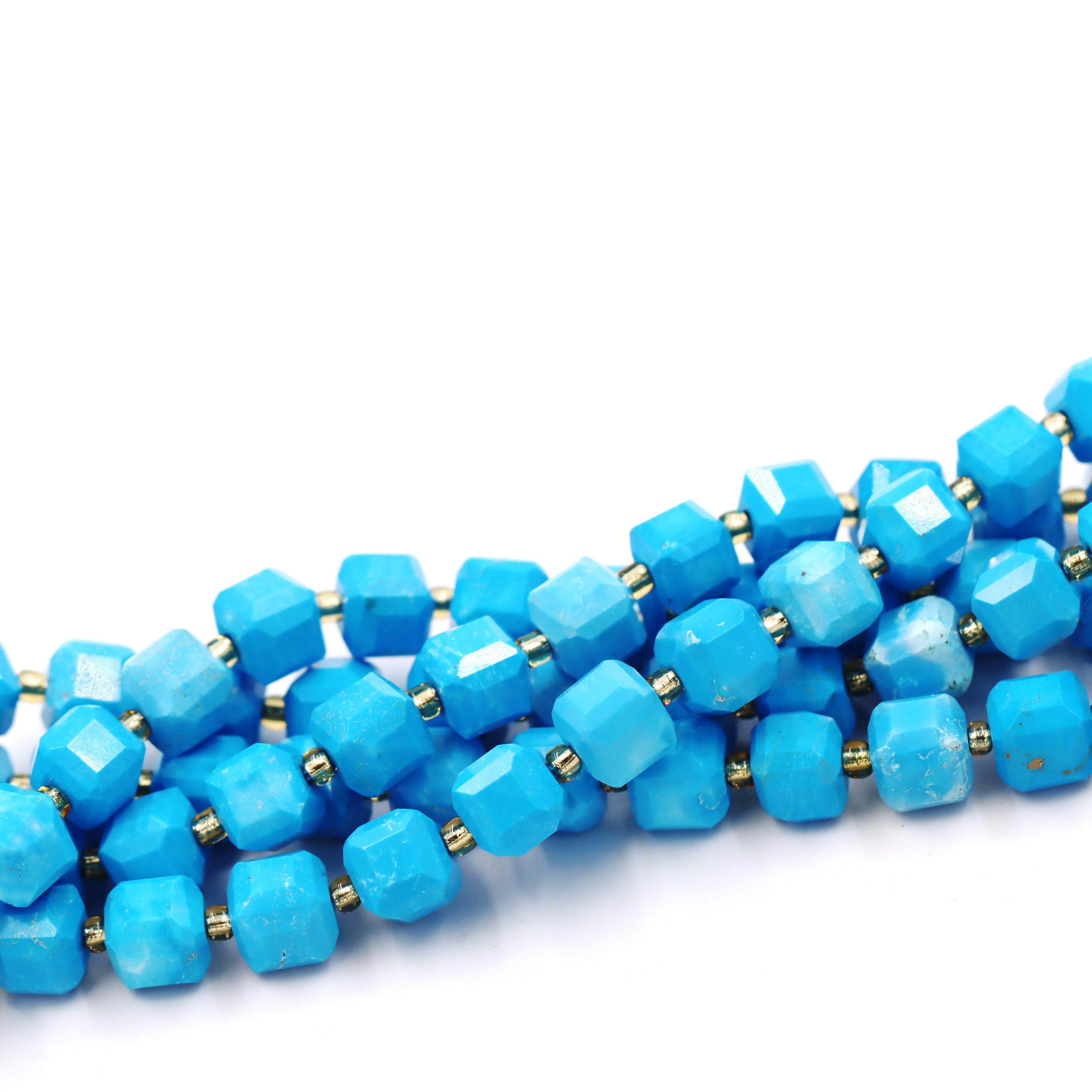 Malahill faceted cube stone beads for jewelry making, sold per bag 5 strands inside, Dark Blue Howlite Turquoise beads
