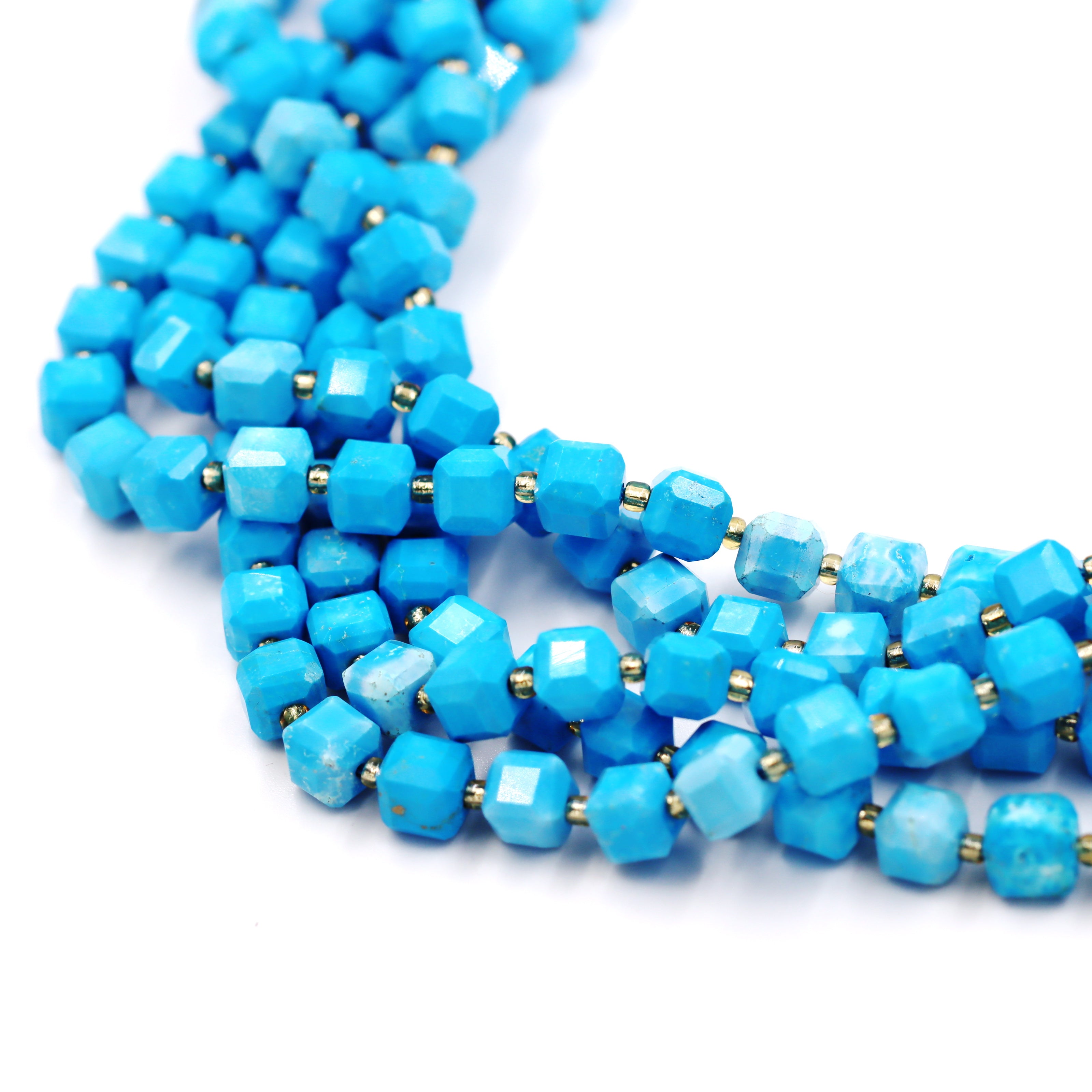 Malahill faceted cube stone beads for jewelry making, sold per bag 5 strands inside, Dark Blue Howlite Turquoise beads