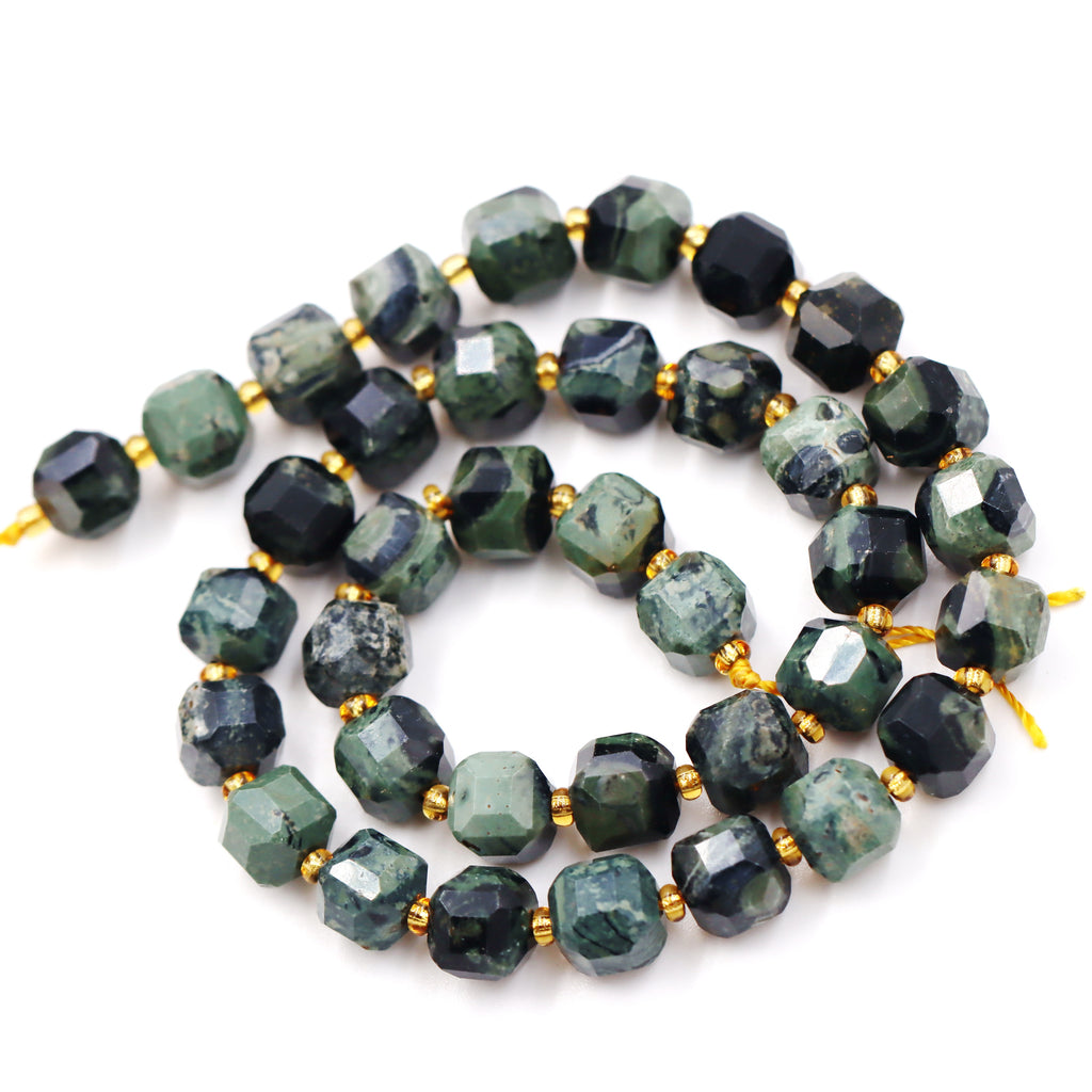 Malahill faceted cube stone beads for jewelry making, sold per bag 5 strands inside, Kambaba beads