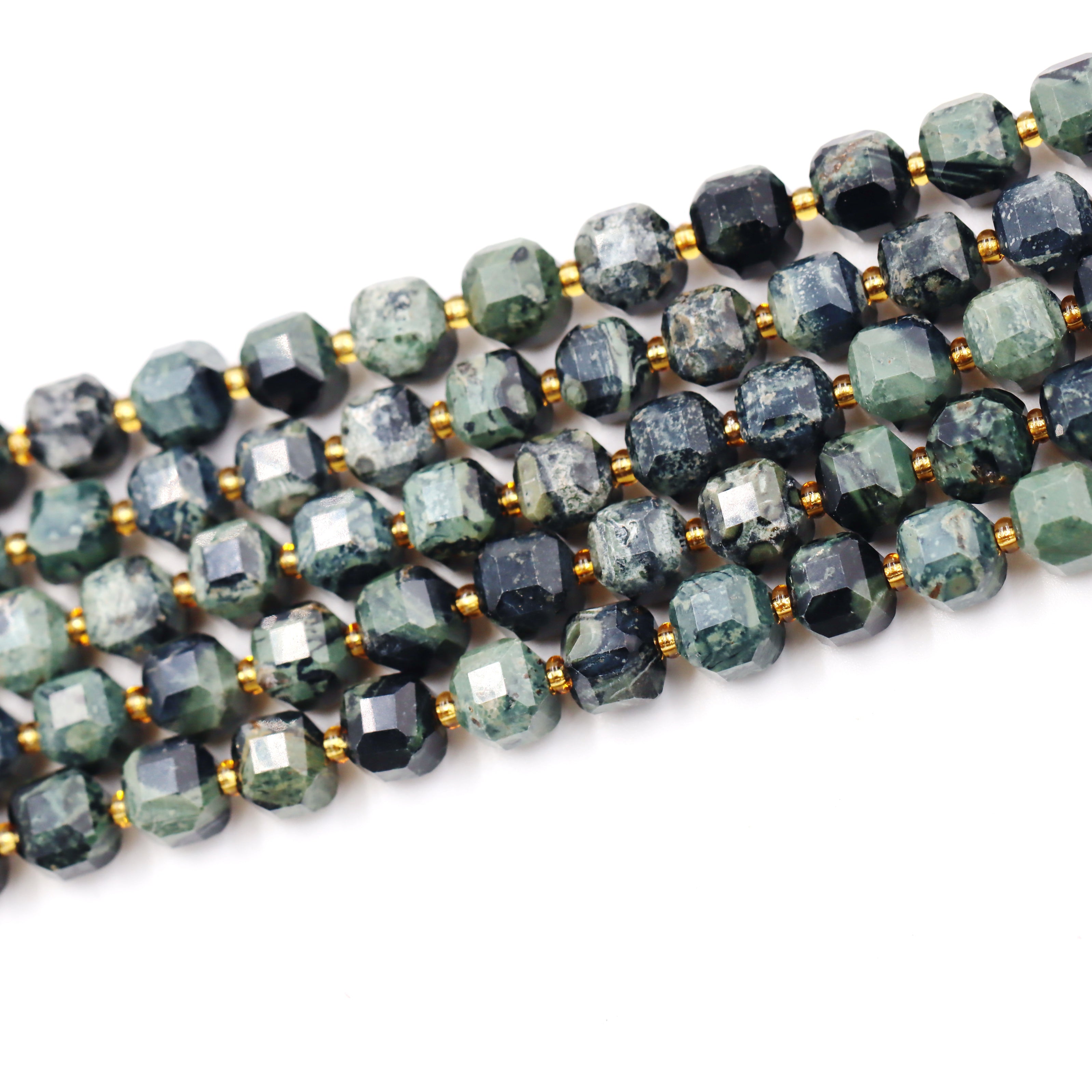 Malahill faceted cube stone beads for jewelry making, sold per bag 5 strands inside, Kambaba beads
