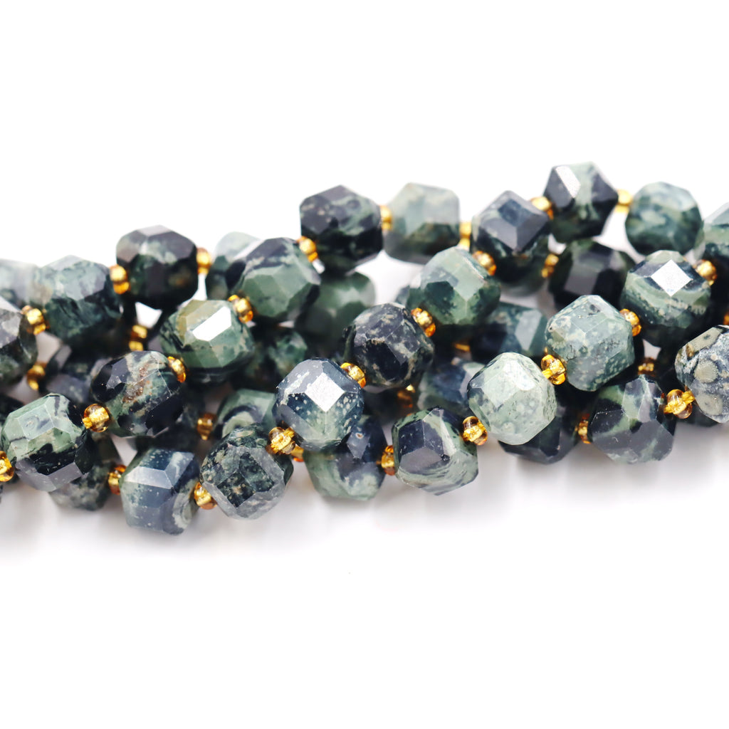 Malahill faceted cube stone beads for jewelry making, sold per bag 5 strands inside, Kambaba beads