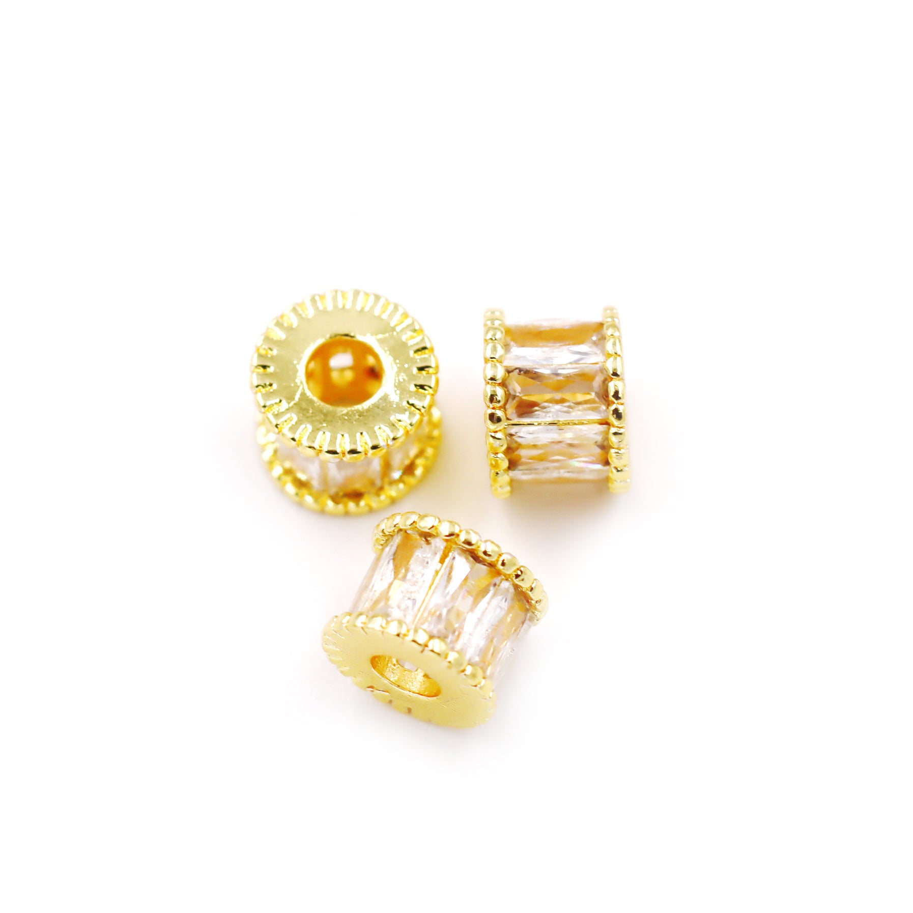 Malahill excellent quality cubic zirconia paved brass beads for jewelry making, sold per box 30 pieces inside