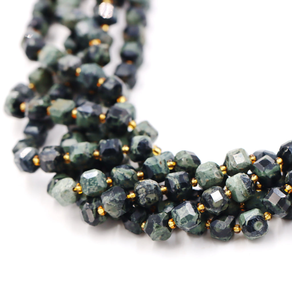 Malahill faceted cube stone beads for jewelry making, sold per bag 5 strands inside, Kambaba beads