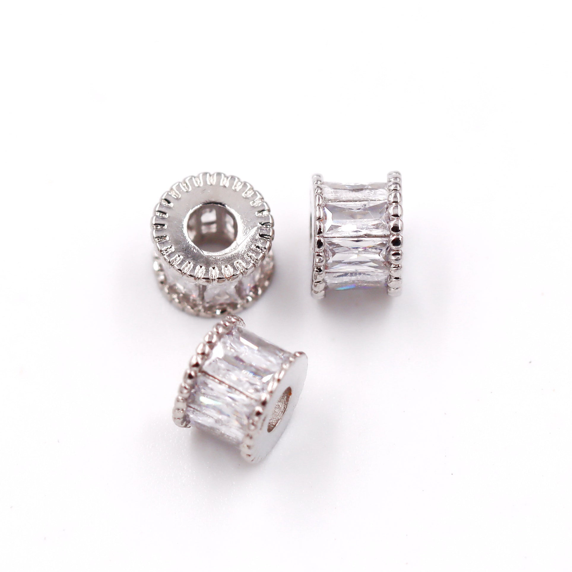 Malahill excellent quality cubic zirconia paved brass beads for jewelry making, sold per box 30 pieces inside