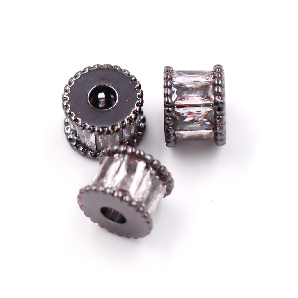 Malahill excellent quality cubic zirconia paved brass beads for jewelry making, sold per box 30 pieces inside