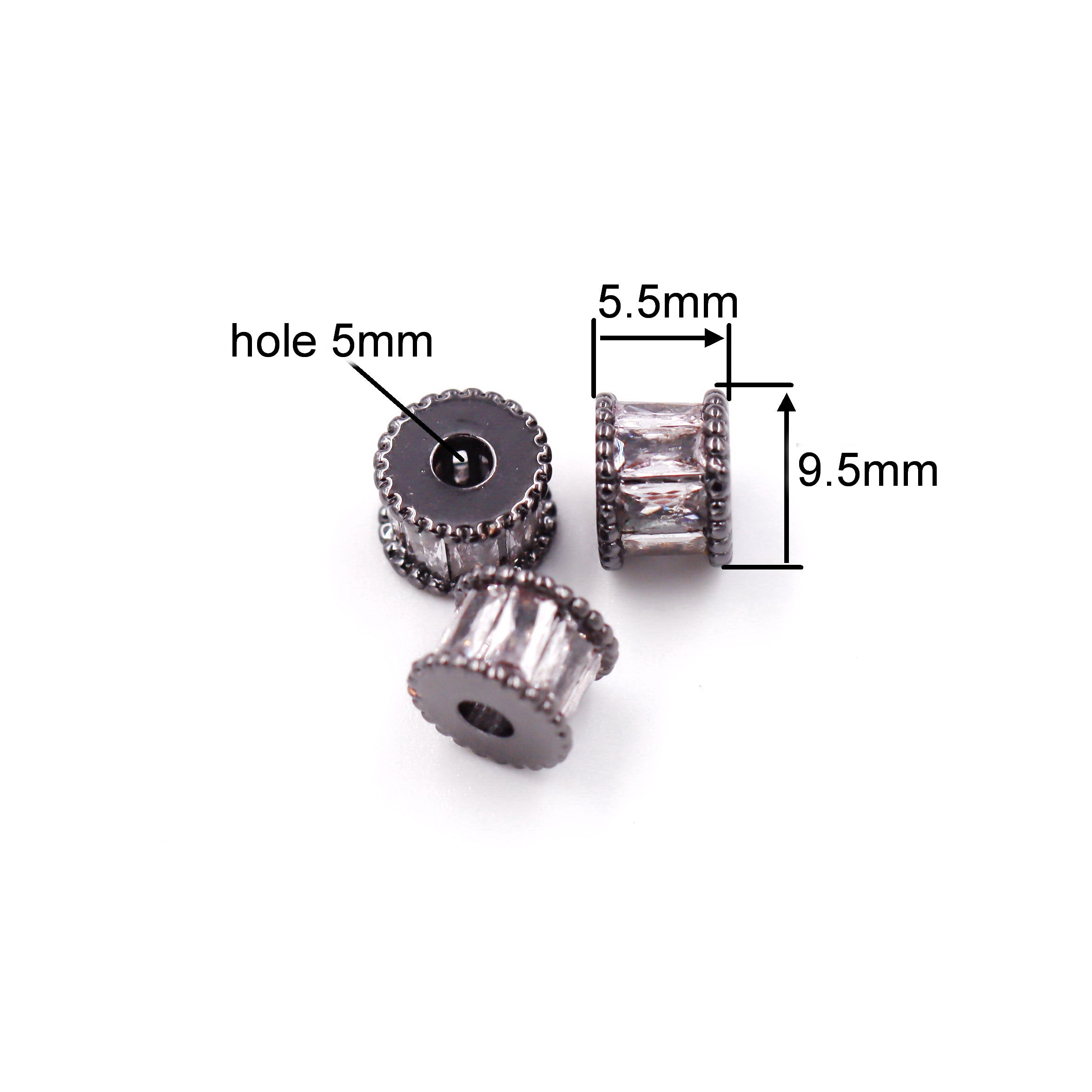 Malahill excellent quality cubic zirconia paved brass beads for jewelry making, sold per box 30 pieces inside