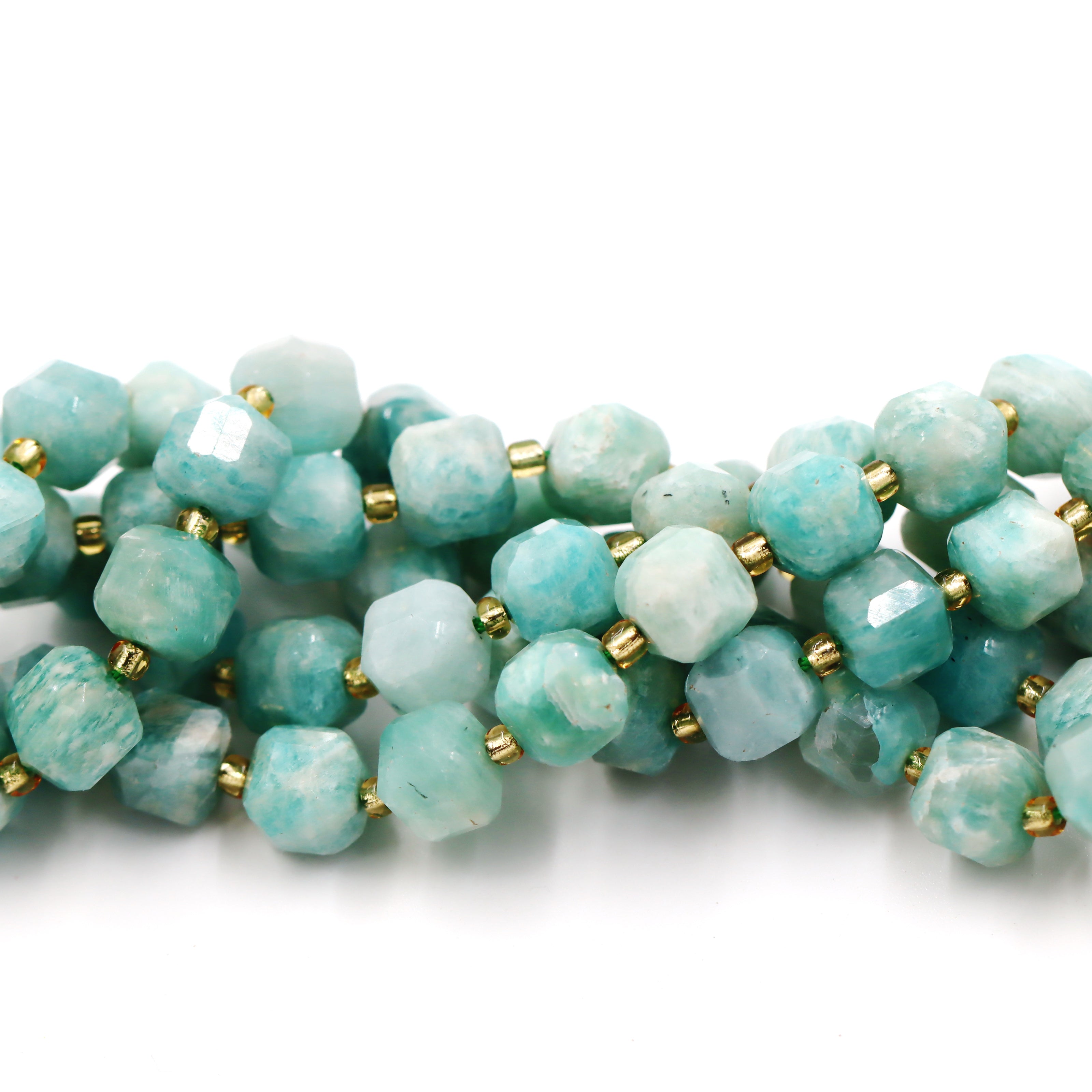 Malahill faceted cube stone beads for jewelry making, sold per bag 5 strands inside, Russia Amazonite beads