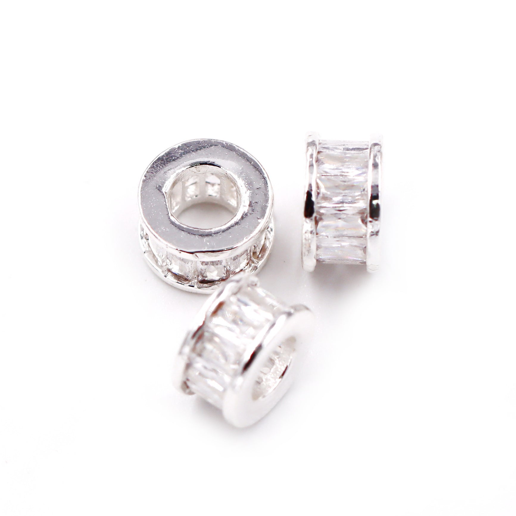 Malahill excellent quality cubic zirconia paved brass beads for jewelry making, sold per box 30 pieces inside