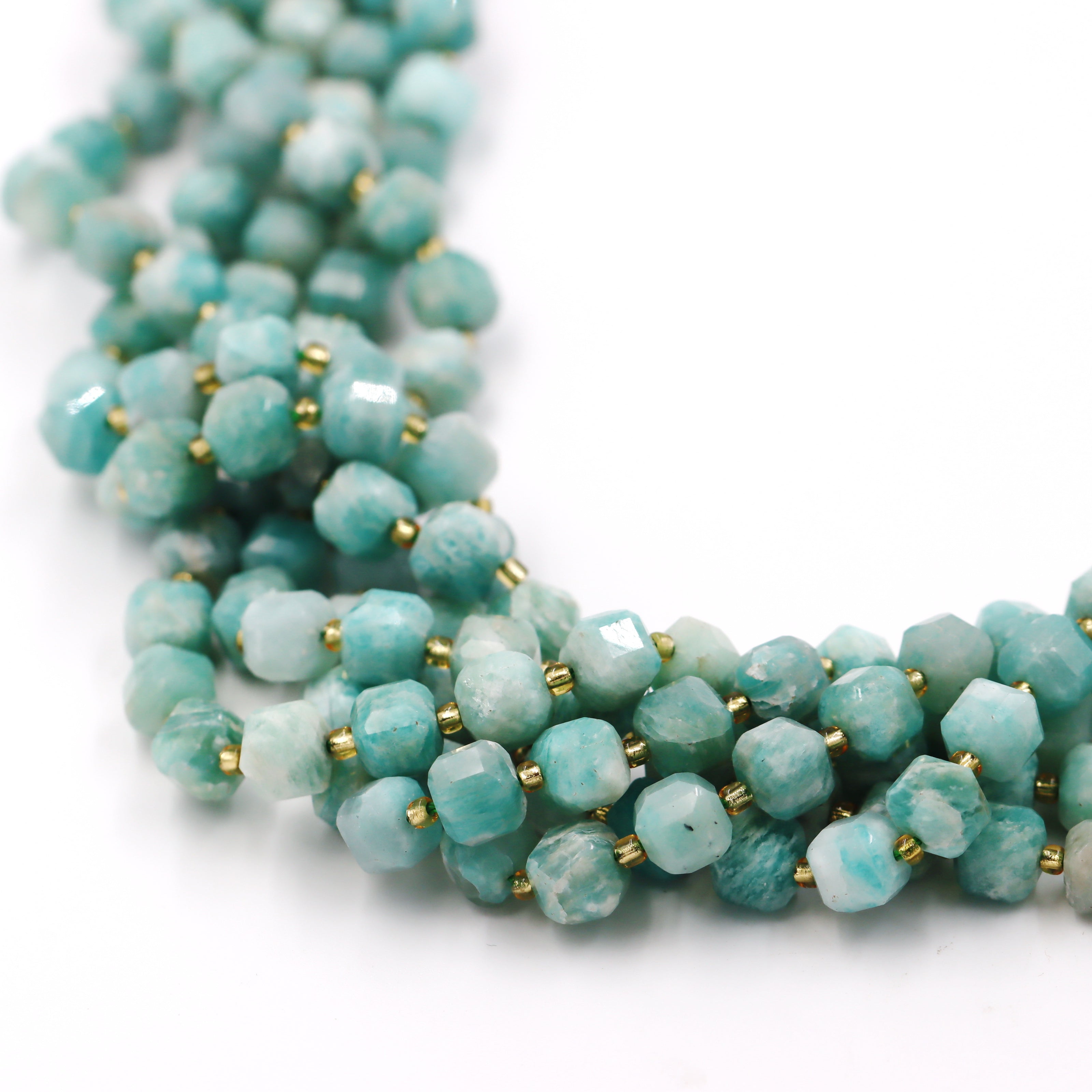 Malahill faceted cube stone beads for jewelry making, sold per bag 5 strands inside, Russia Amazonite beads