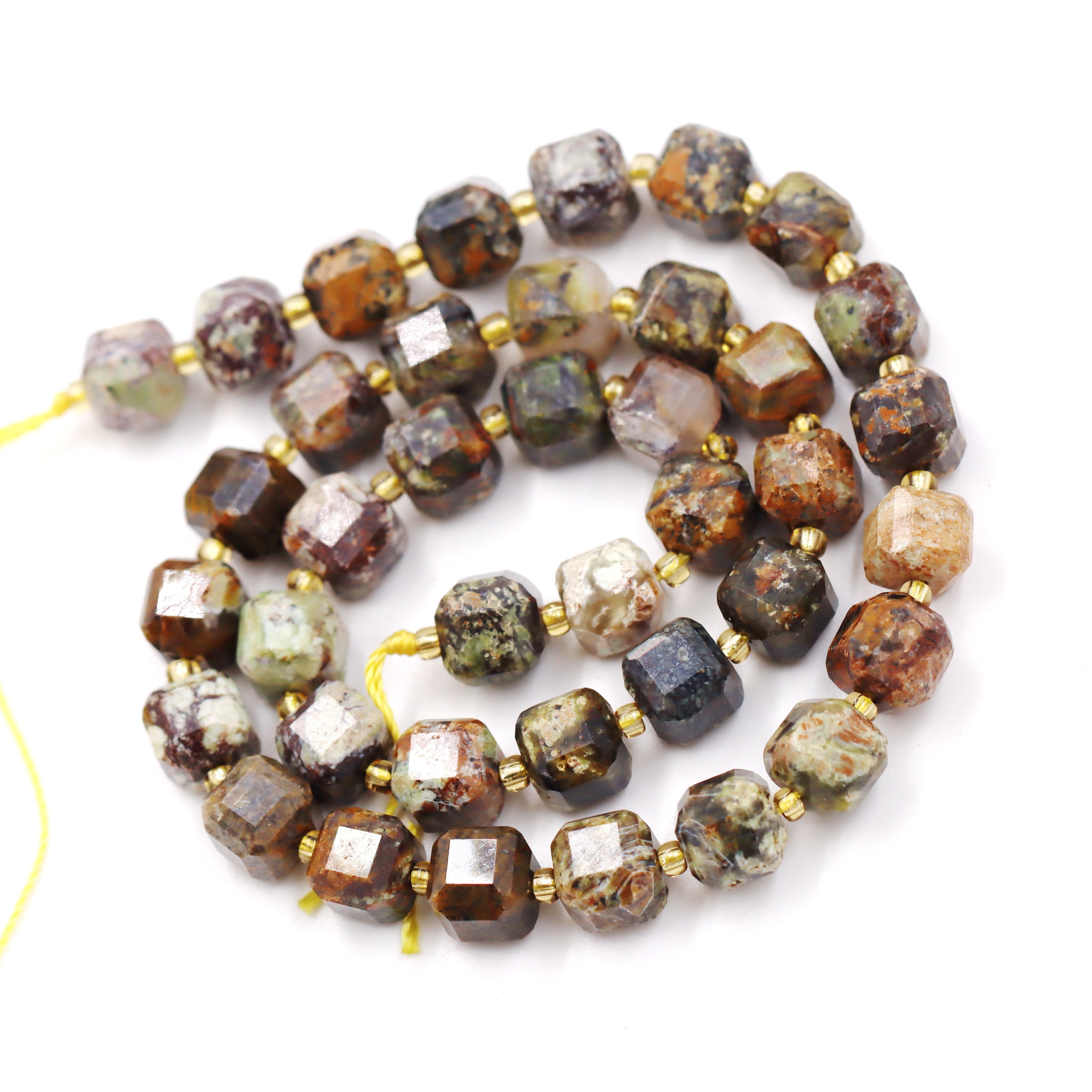 Malahill faceted cube stone beads for jewelry making, sold per bag 5 strands inside, Brazil Jasper beads