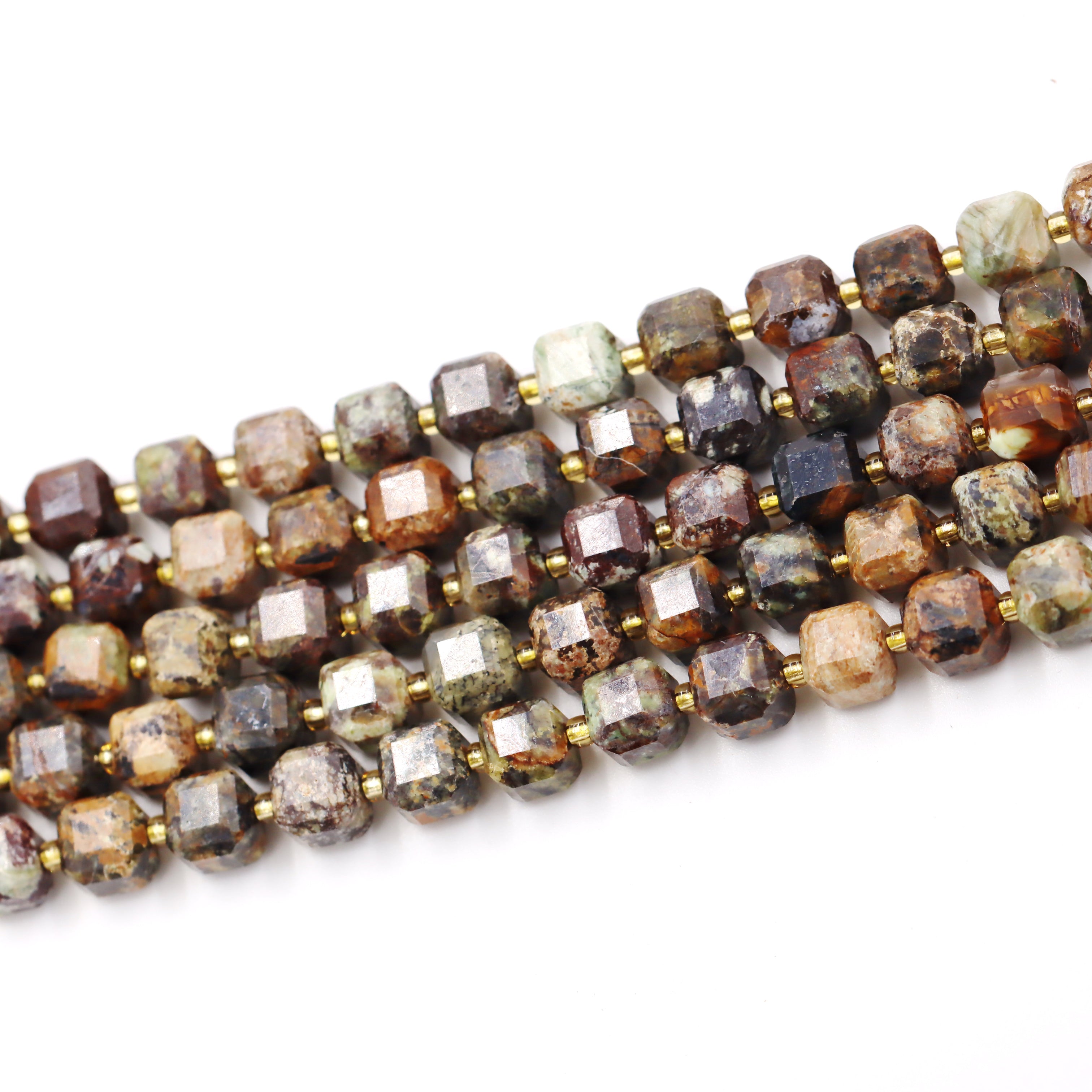 Malahill faceted cube stone beads for jewelry making, sold per bag 5 strands inside, Brazil Jasper beads