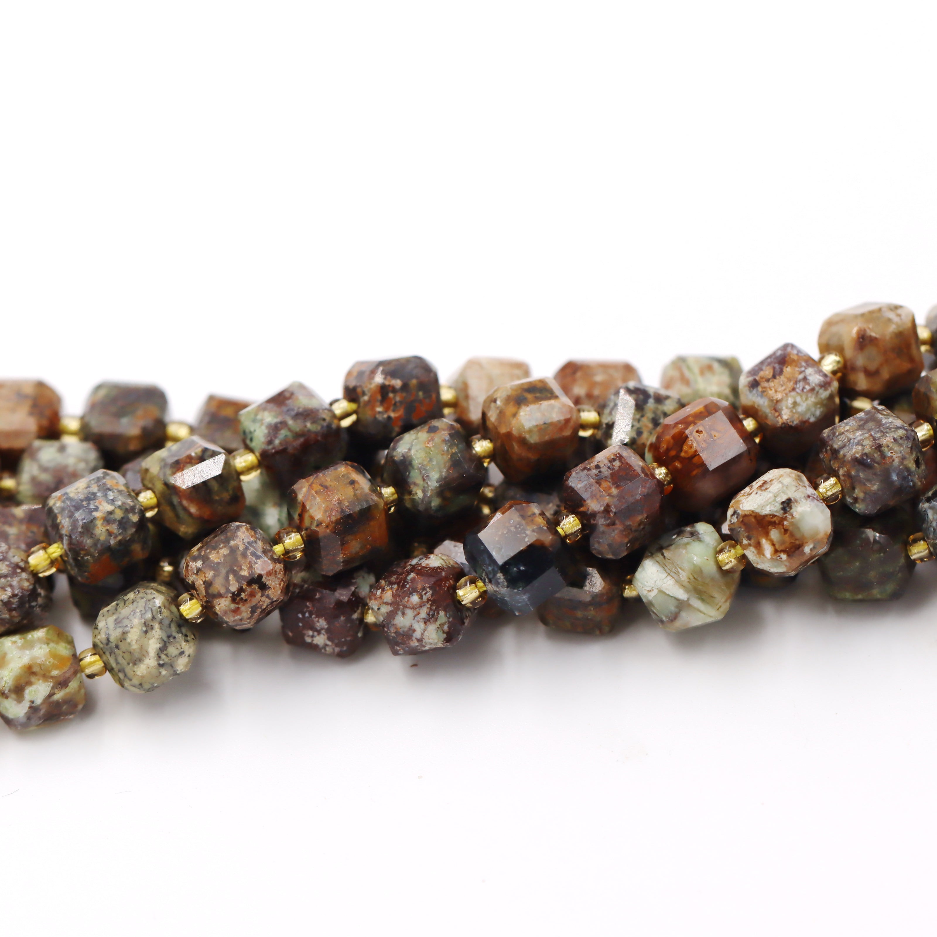 Malahill faceted cube stone beads for jewelry making, sold per bag 5 strands inside, Brazil Jasper beads
