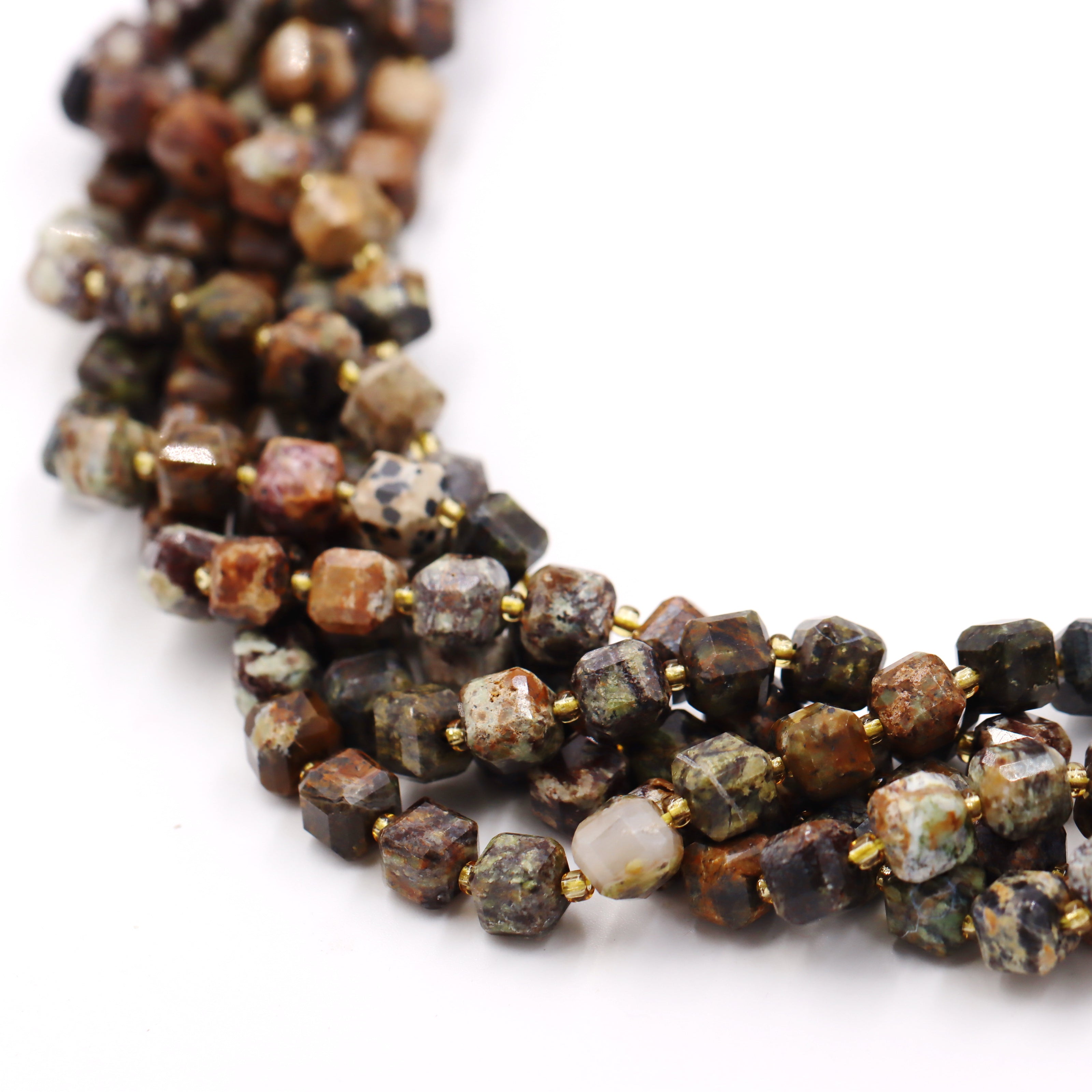 Malahill faceted cube stone beads for jewelry making, sold per bag 5 strands inside, Brazil Jasper beads