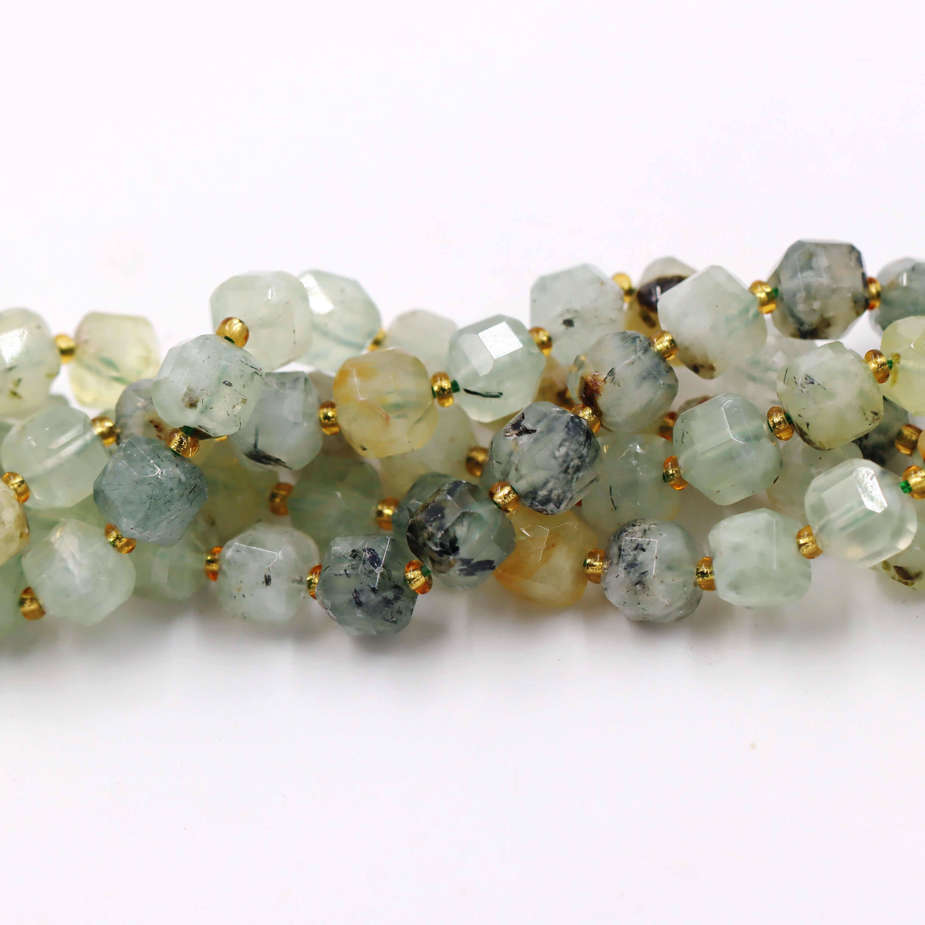 Malahill faceted cube stone beads for jewelry making, sold per bag 5 strands inside, Prehnite beads