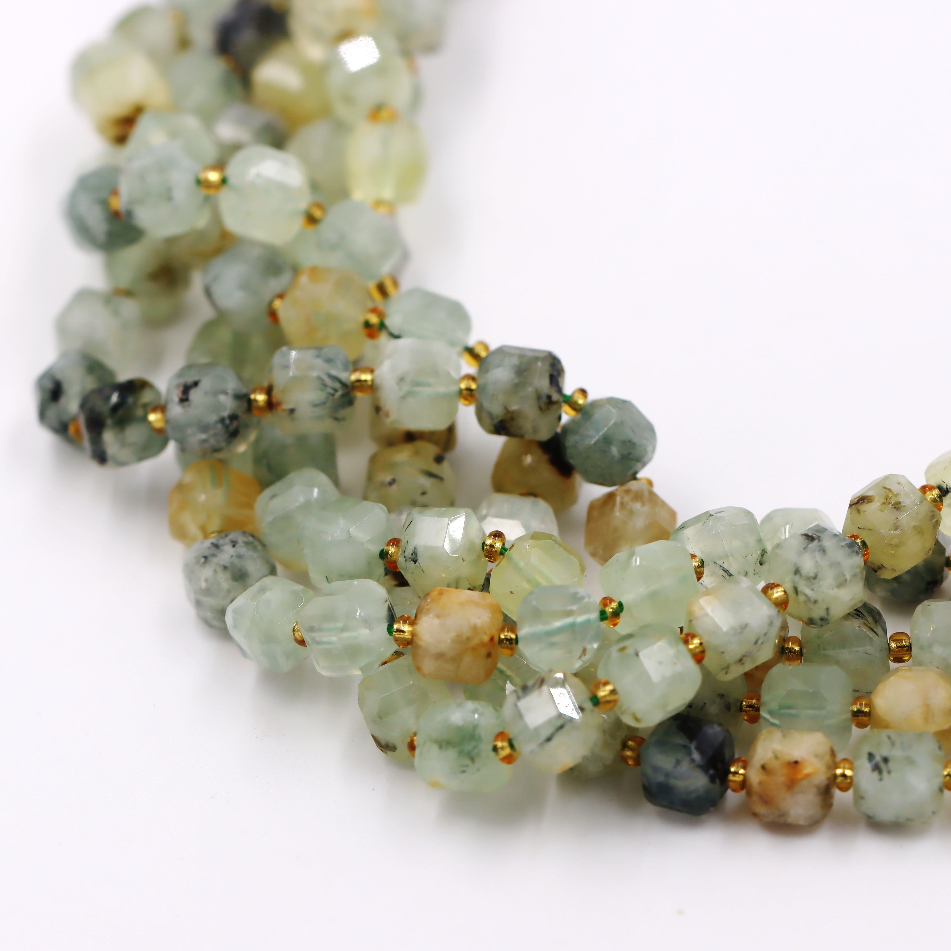 Malahill faceted cube stone beads for jewelry making, sold per bag 5 strands inside, Prehnite beads