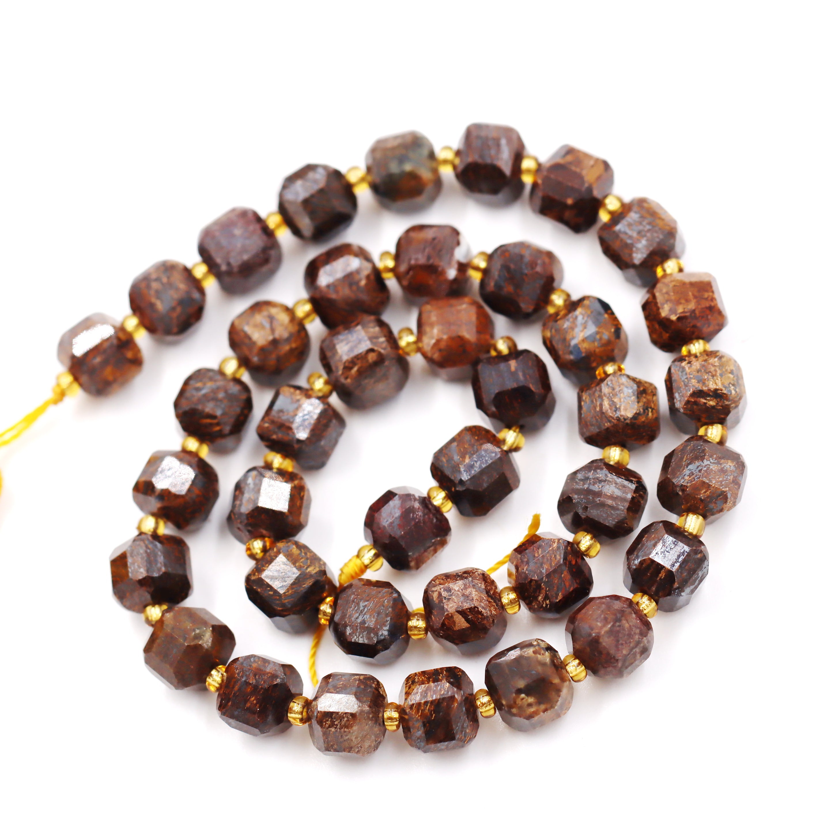 Malahill faceted cube stone beads for jewelry making, sold per bag 5 strands inside, Bronzite beads
