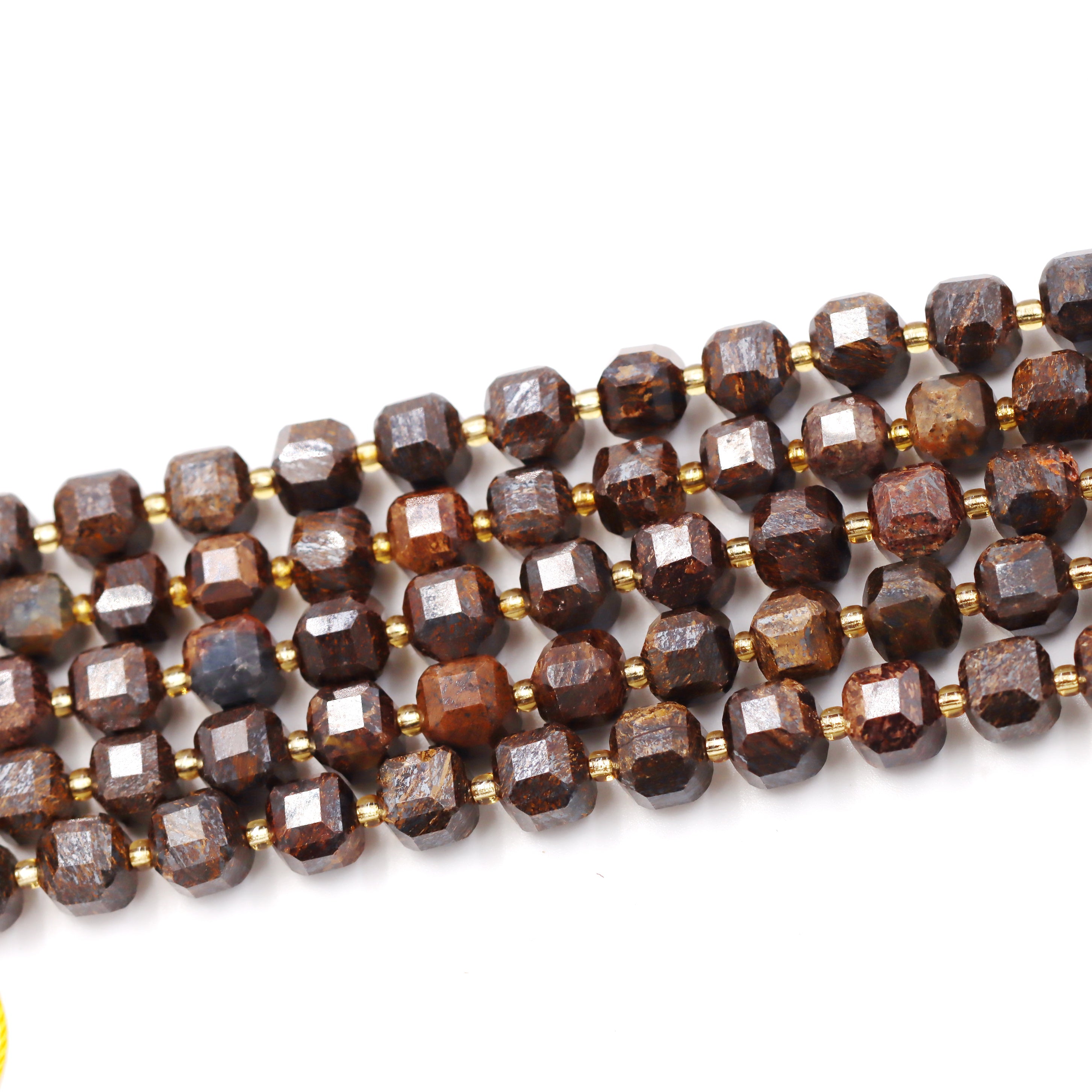Malahill faceted cube stone beads for jewelry making, sold per bag 5 strands inside, Bronzite beads