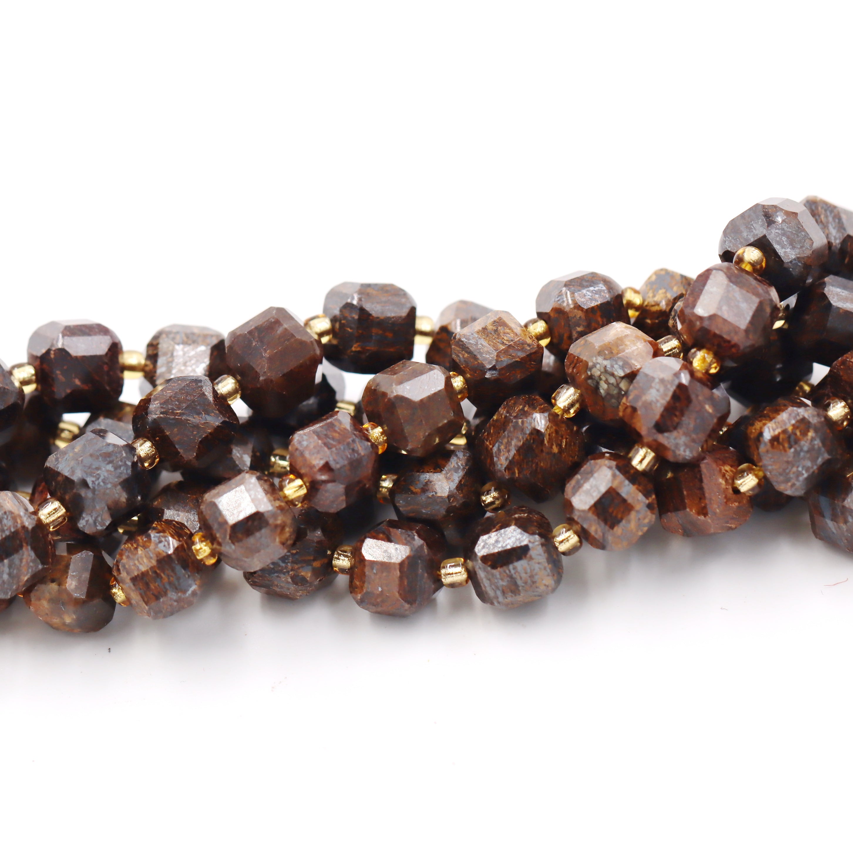 Malahill faceted cube stone beads for jewelry making, sold per bag 5 strands inside, Bronzite beads