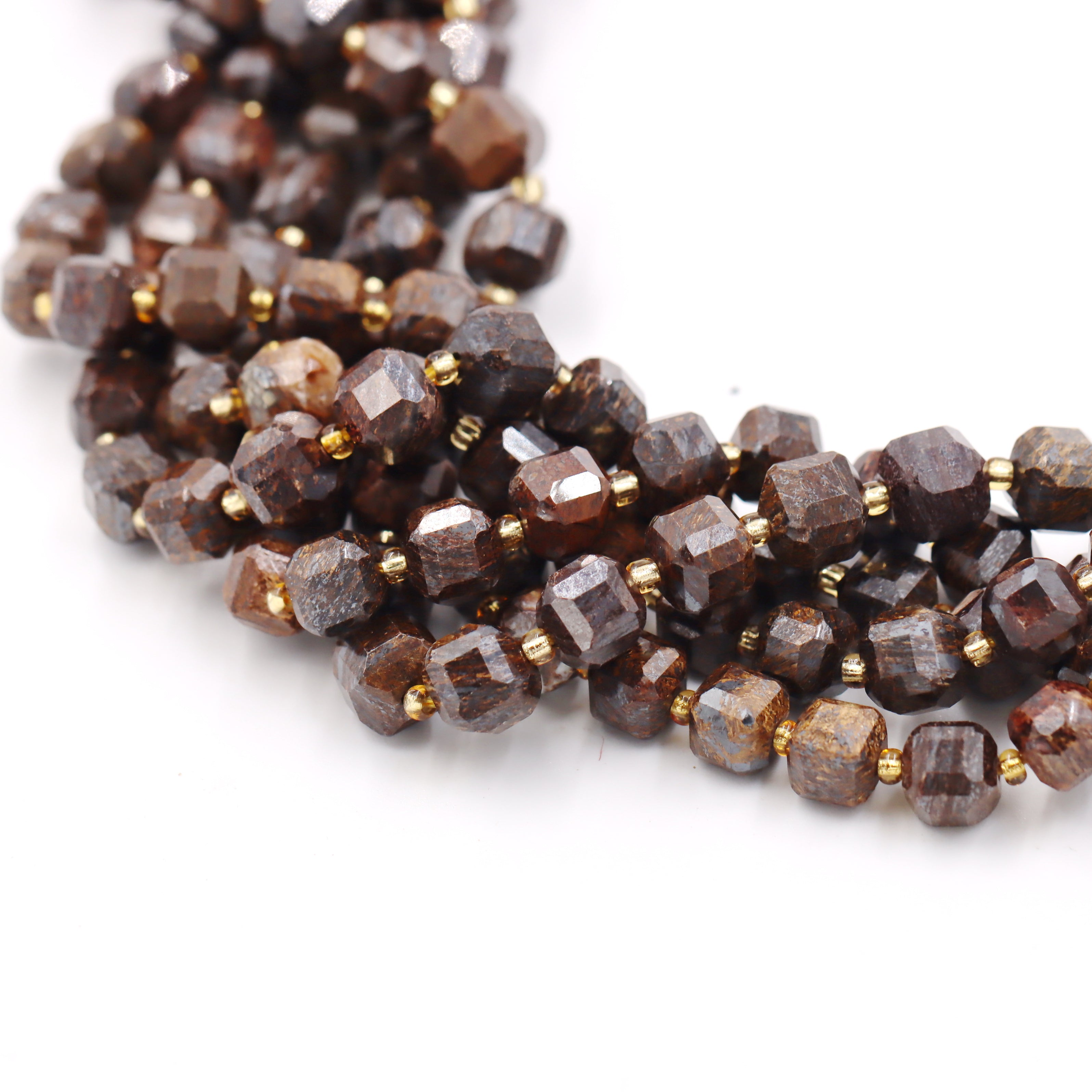 Malahill faceted cube stone beads for jewelry making, sold per bag 5 strands inside, Bronzite beads