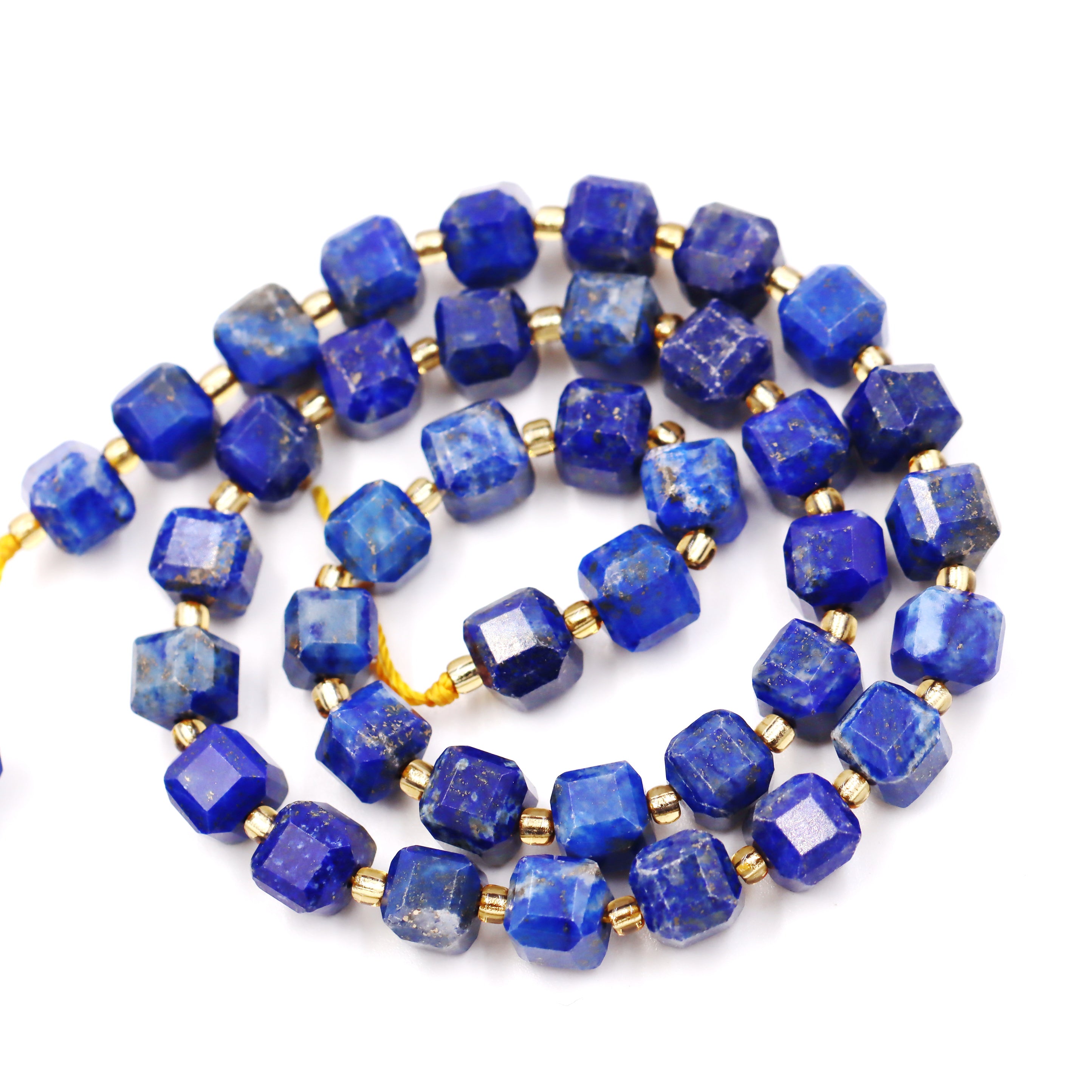 Malahill faceted cube stone beads for jewelry making, sold per bag 5 strands inside, Lapis Lazuli beads