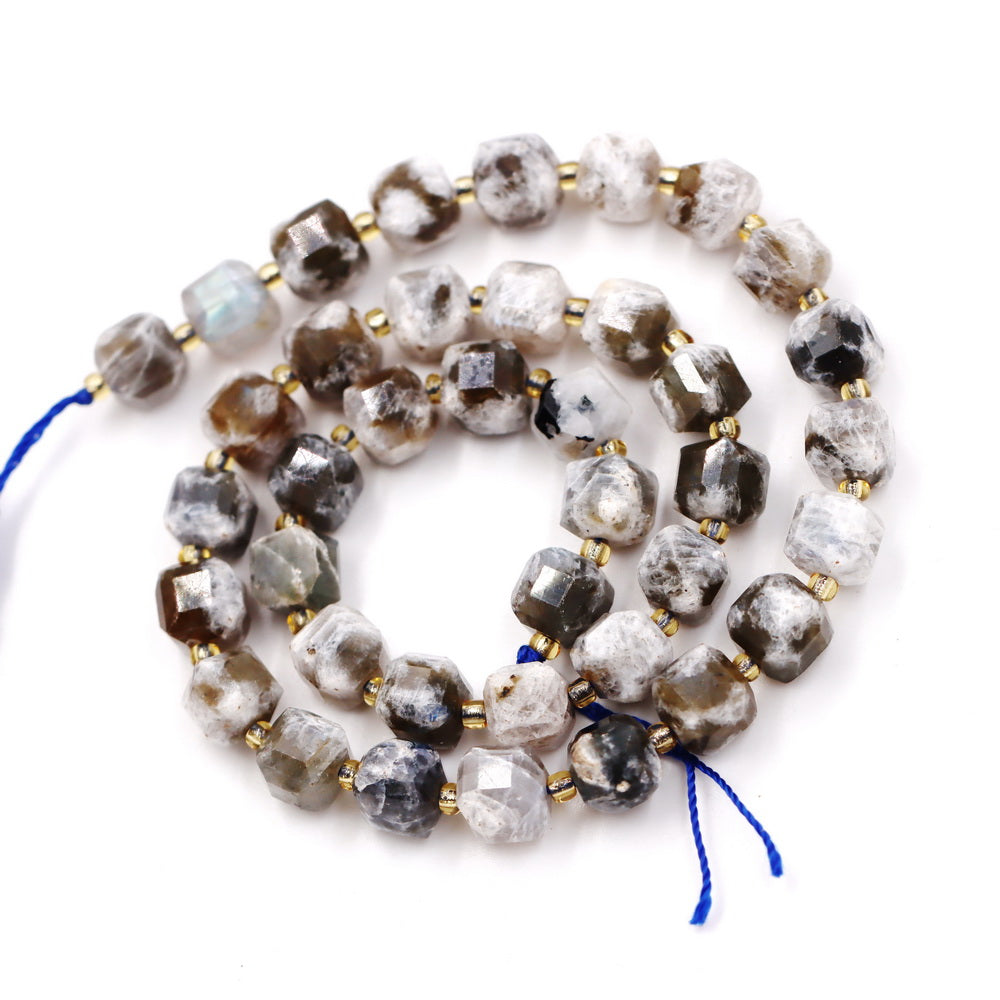 Malahill faceted cube stone beads for jewelry making, sold per bag 5 strands inside, Labradorite A beads