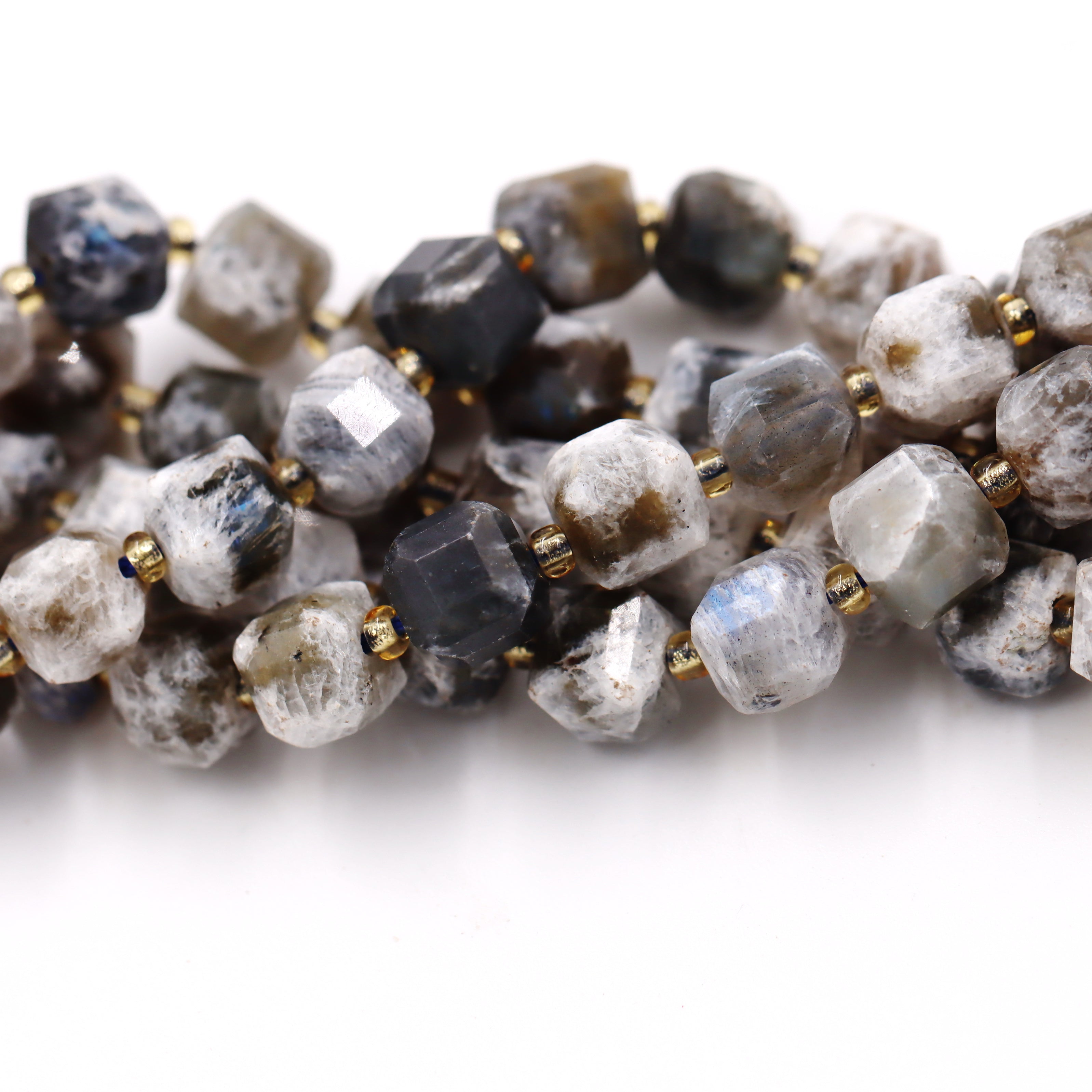 Malahill faceted cube stone beads for jewelry making, sold per bag 5 strands inside, Labradorite A beads
