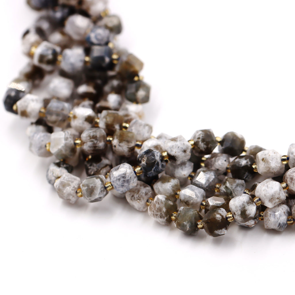 Malahill faceted cube stone beads for jewelry making, sold per bag 5 strands inside, Labradorite A beads