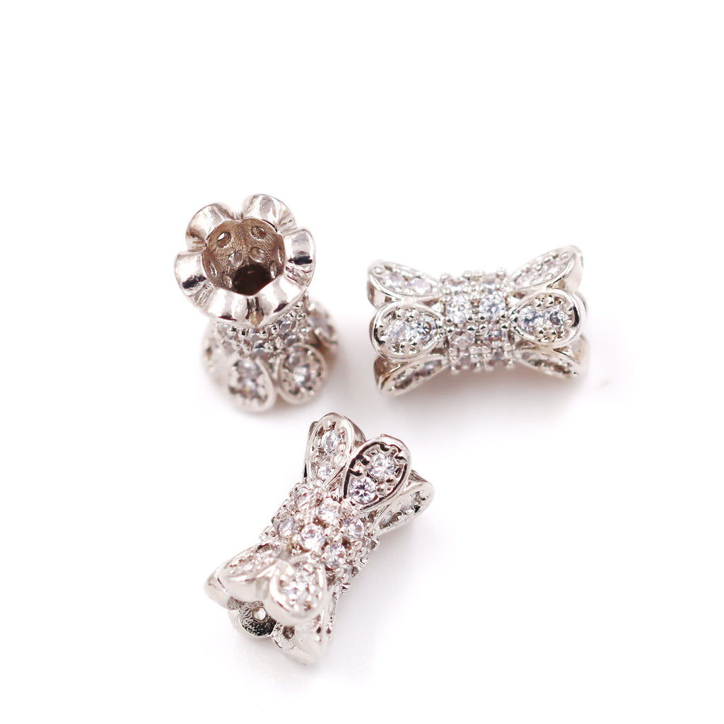 Malahill excellent quality cubic zirconia paved brass beads for jewelry making, sold per box 10 pieces inside