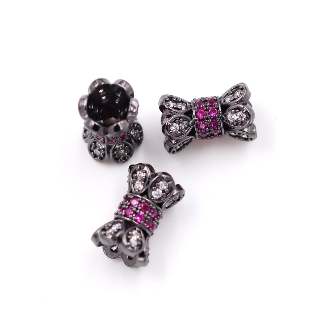 Malahill excellent quality cubic zirconia paved brass beads for jewelry making, sold per box 10 pieces inside