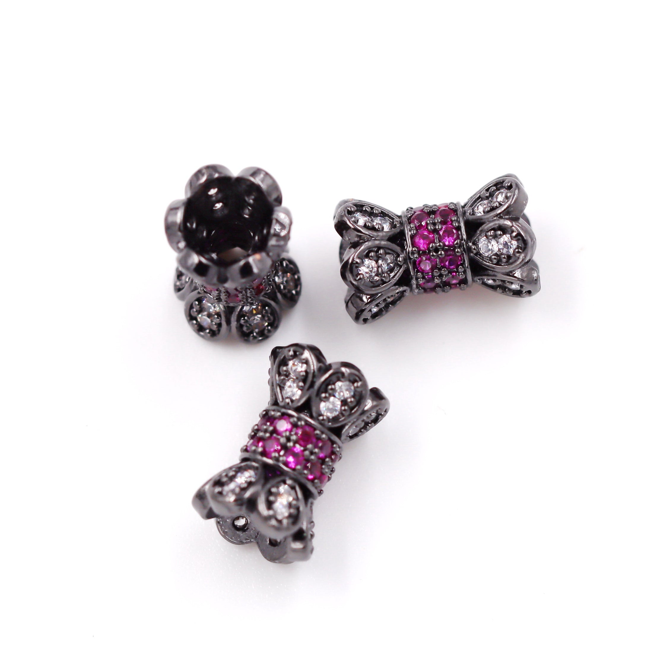 Malahill excellent quality cubic zirconia paved brass beads for jewelry making, sold per box 10 pieces inside