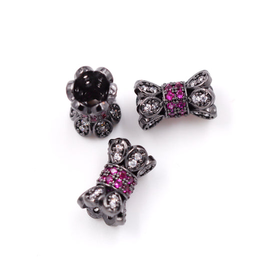 Malahill excellent quality cubic zirconia paved brass beads for jewelry making, sold per box 10 pieces inside