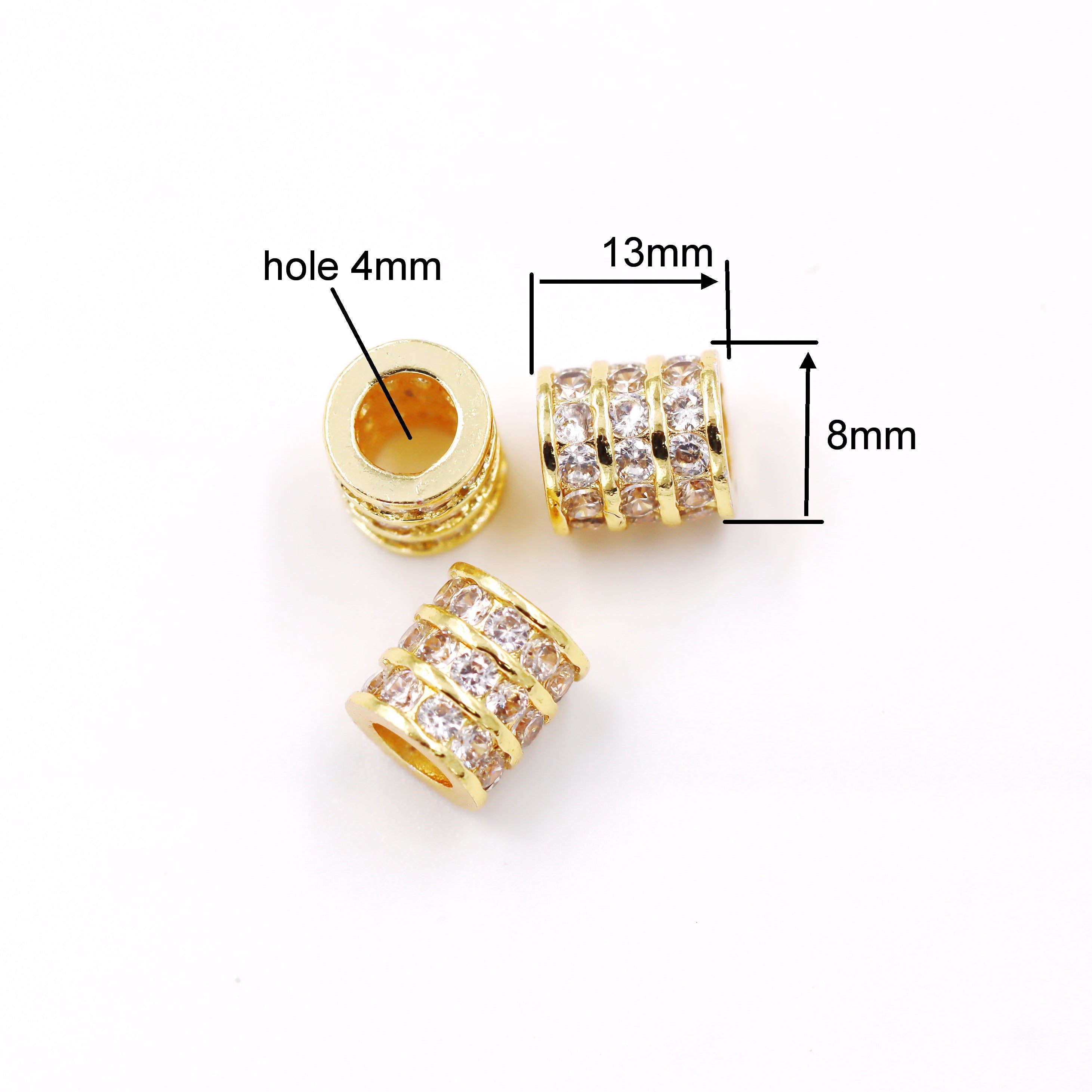 Malahill excellent quality cubic zirconia paved brass beads for jewelry making, sold per box 10 pieces inside