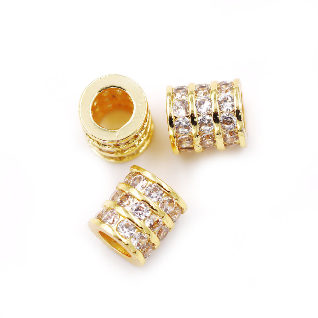 Malahill excellent quality cubic zirconia paved brass beads for jewelry making, sold per box 10 pieces inside