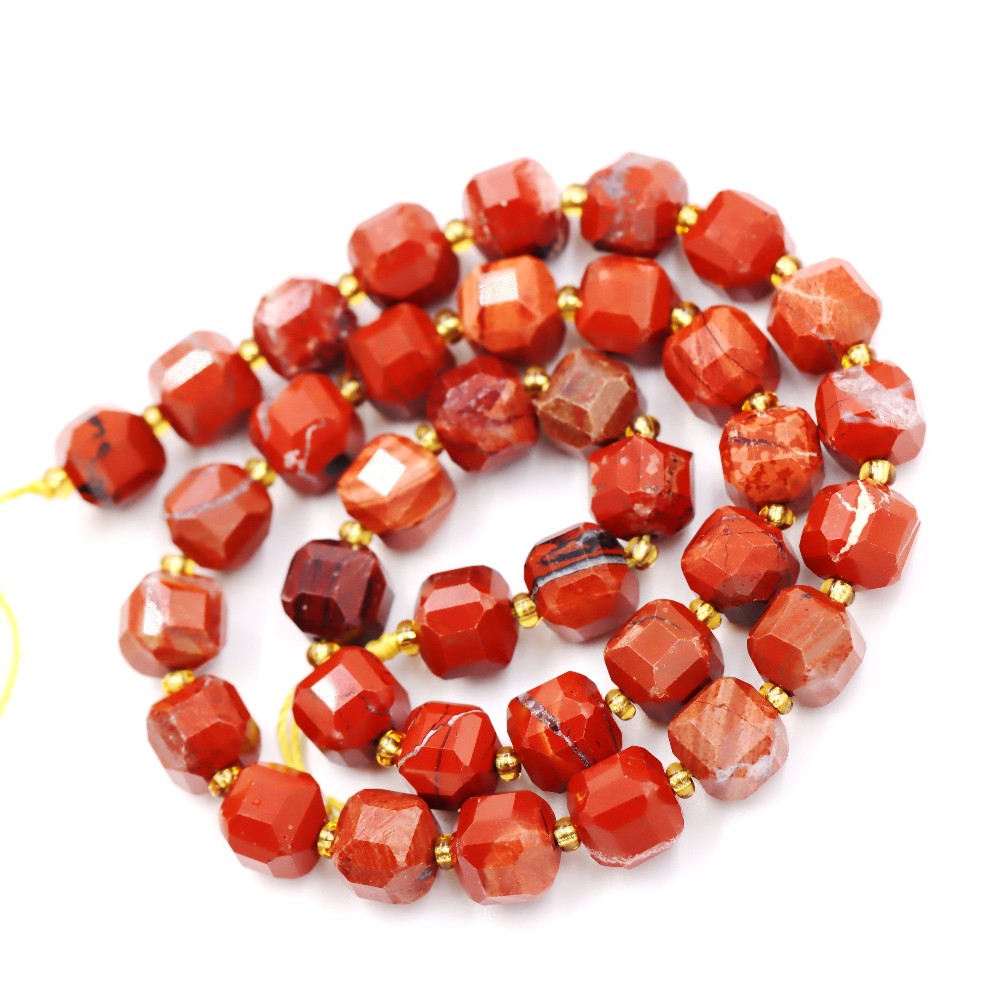 Malahill faceted cube stone beads for jewelry making, sold per bag 5 strands inside, Red Jasper beads