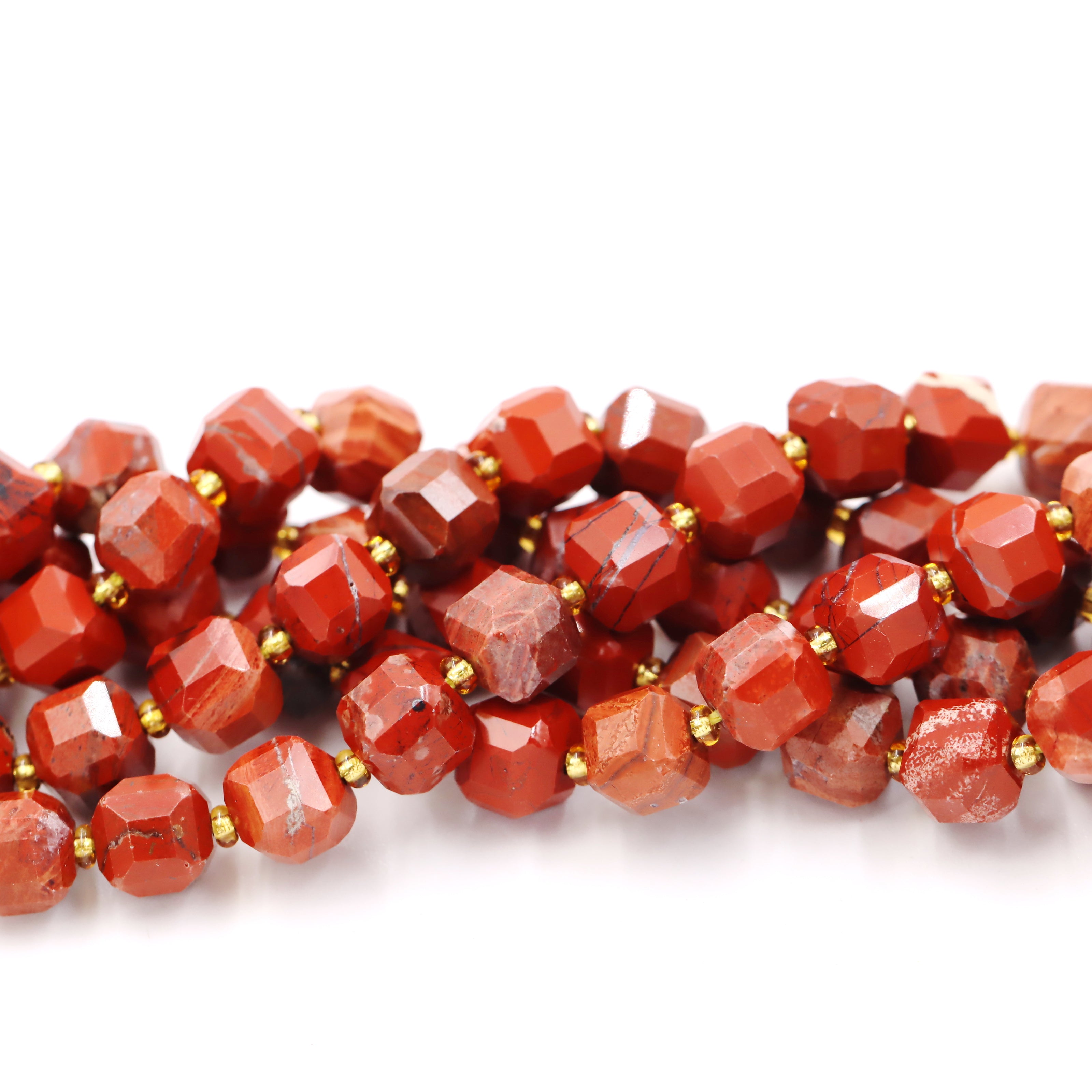 Malahill faceted cube stone beads for jewelry making, sold per bag 5 strands inside, Red Jasper beads