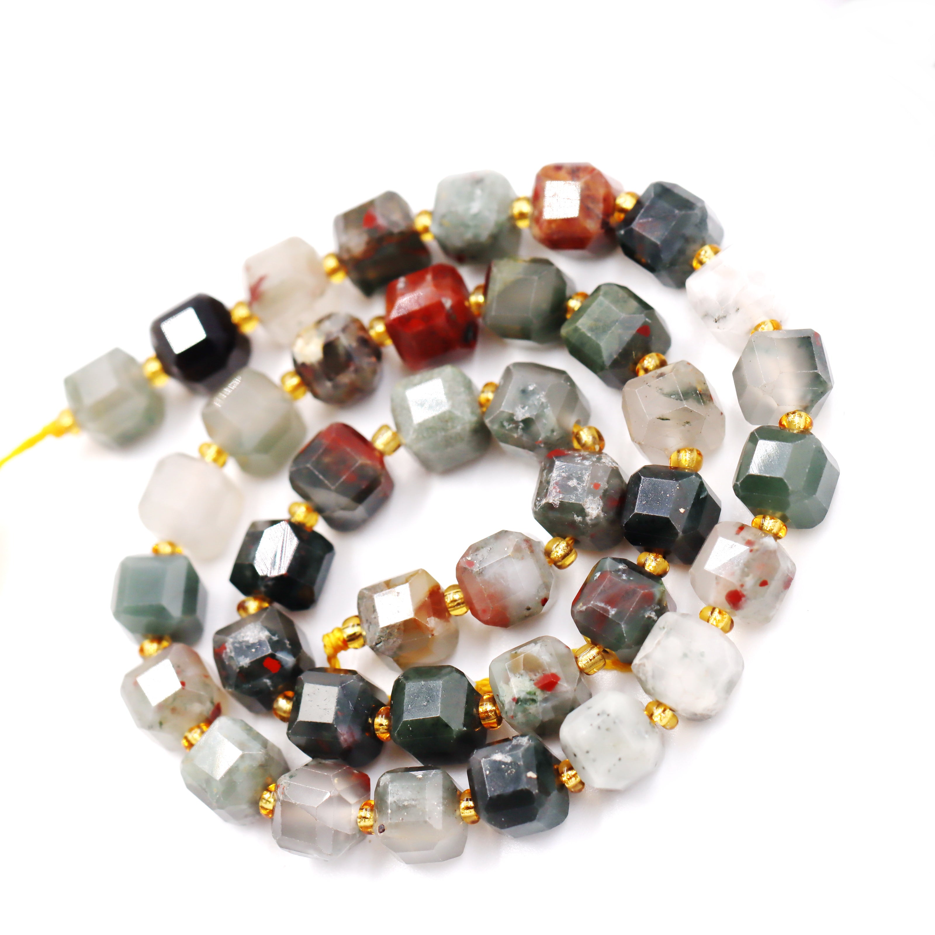 Malahill faceted cube stone beads for jewelry making, sold per bag 5 strands inside, African bloodstone beads