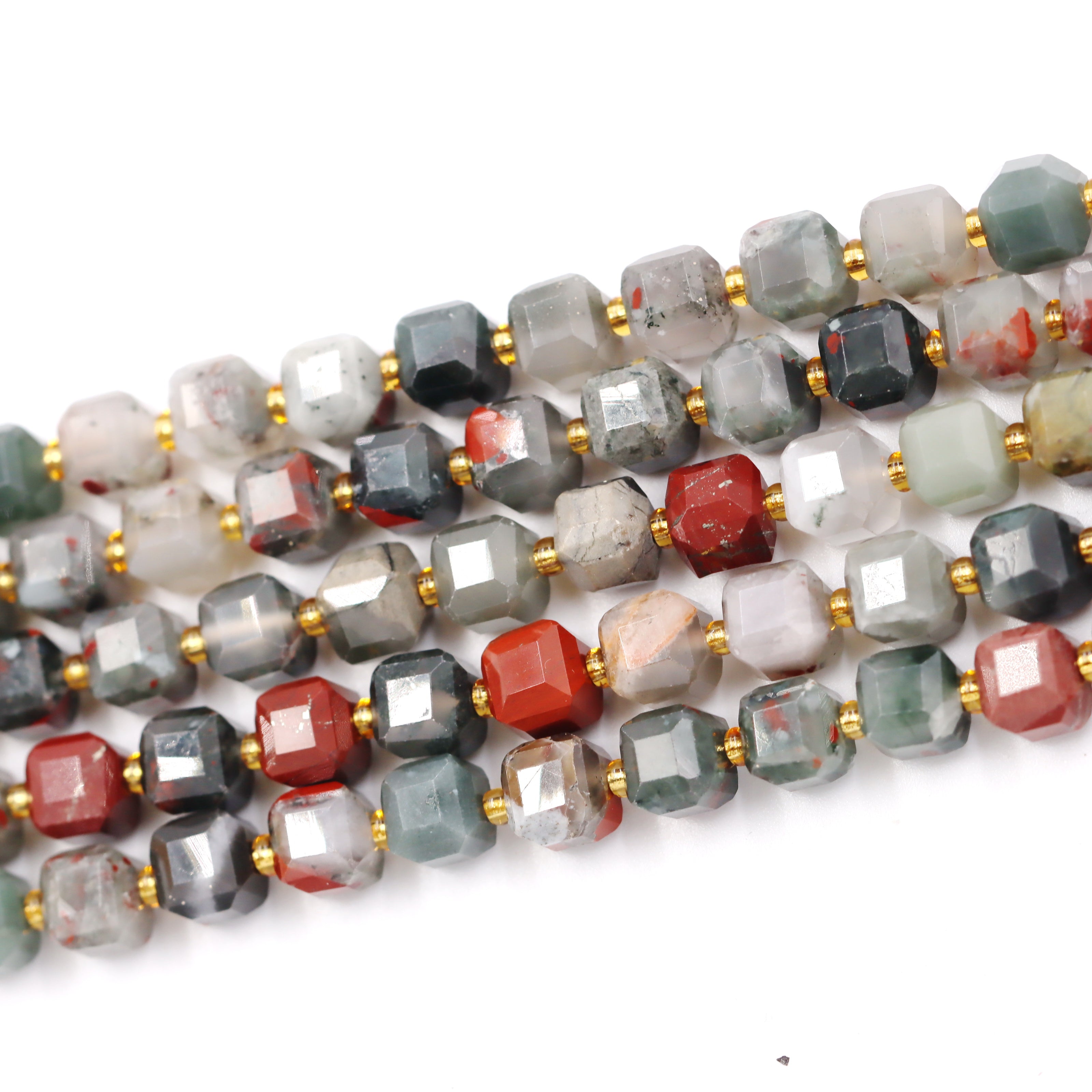 Malahill faceted cube stone beads for jewelry making, sold per bag 5 strands inside, African bloodstone beads