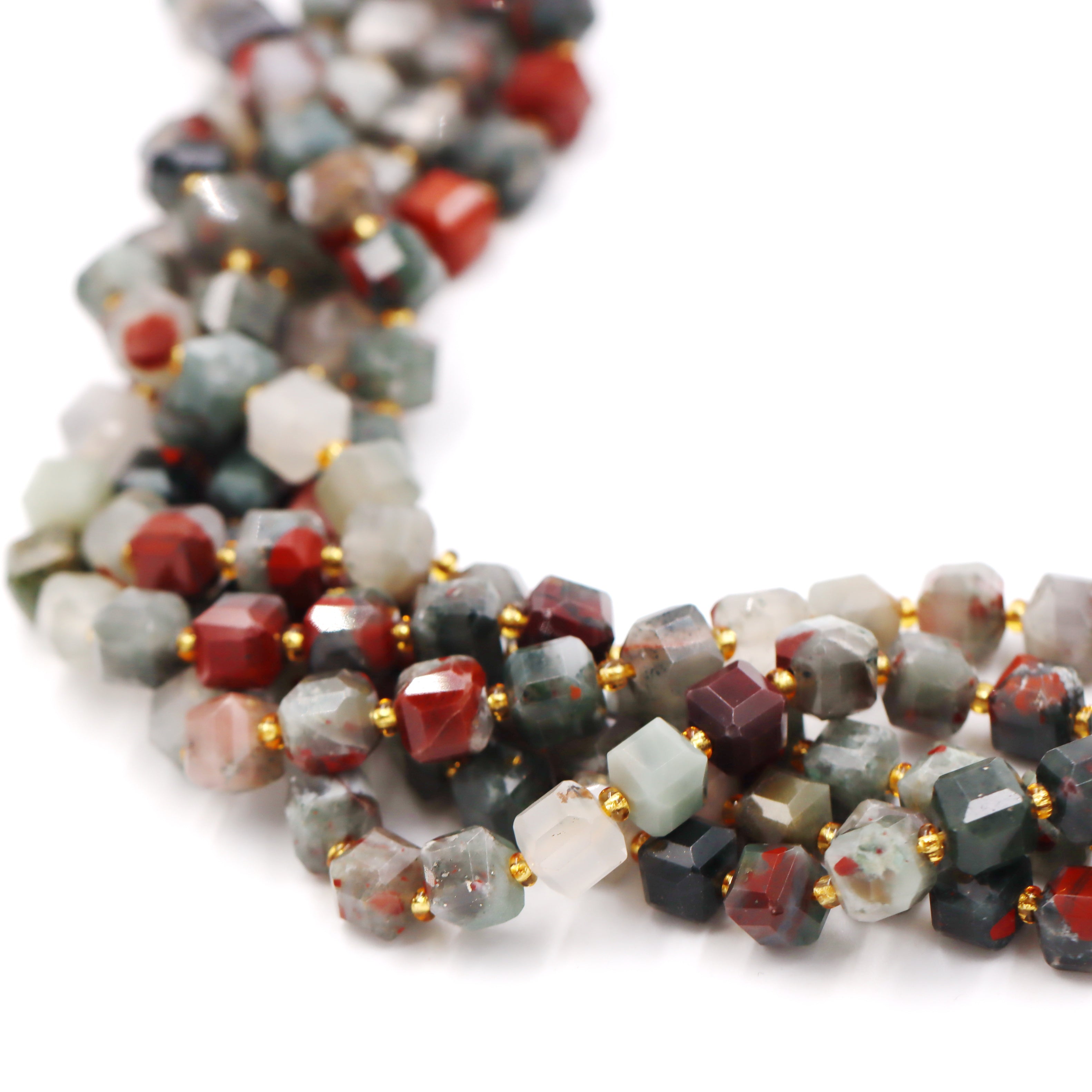 Malahill faceted cube stone beads for jewelry making, sold per bag 5 strands inside, African bloodstone beads