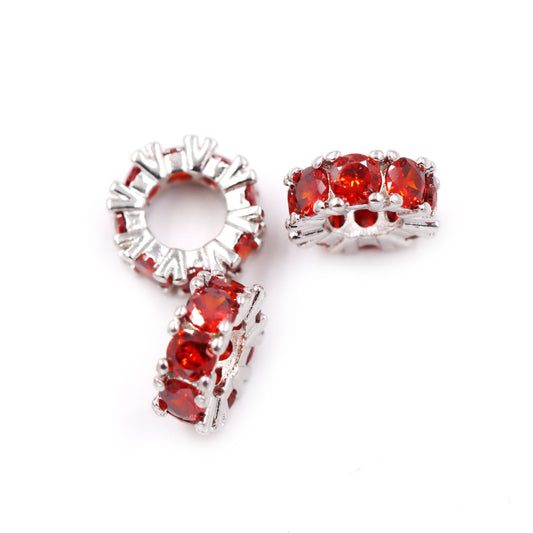 Malahill excellent quality cubic zirconia paved brass beads for jewelry making, sold per box 10 pieces inside