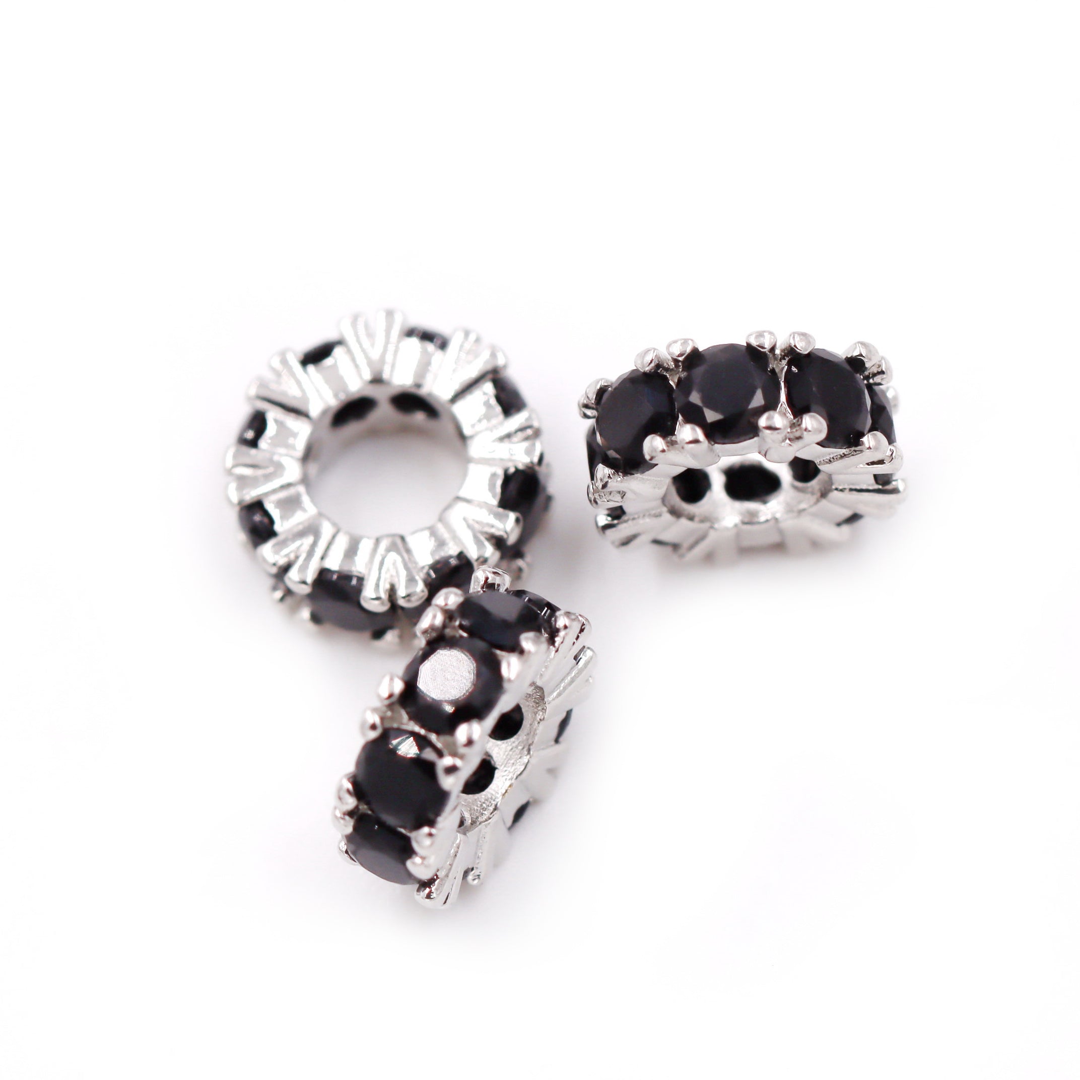 Malahill excellent quality cubic zirconia paved brass beads for jewelry making, sold per box 10 pieces inside